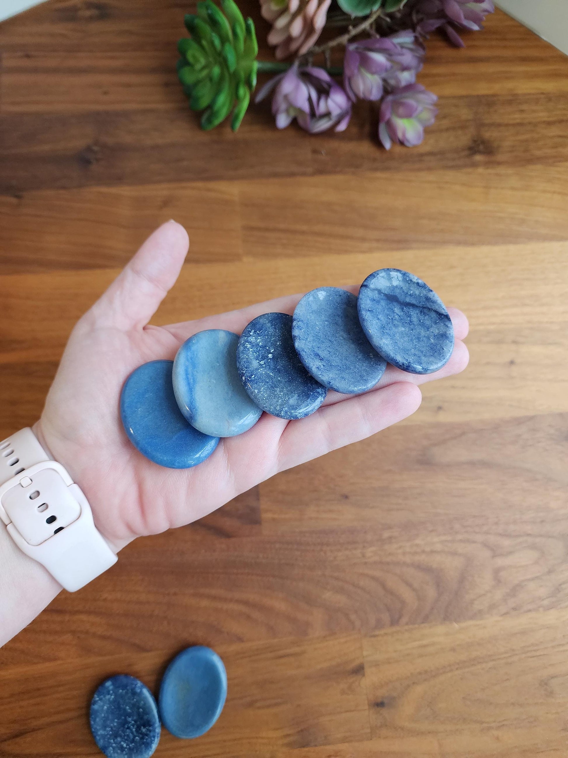 Blue Aventurine Worry Stone: ADHD Fidget, Calming Crystal