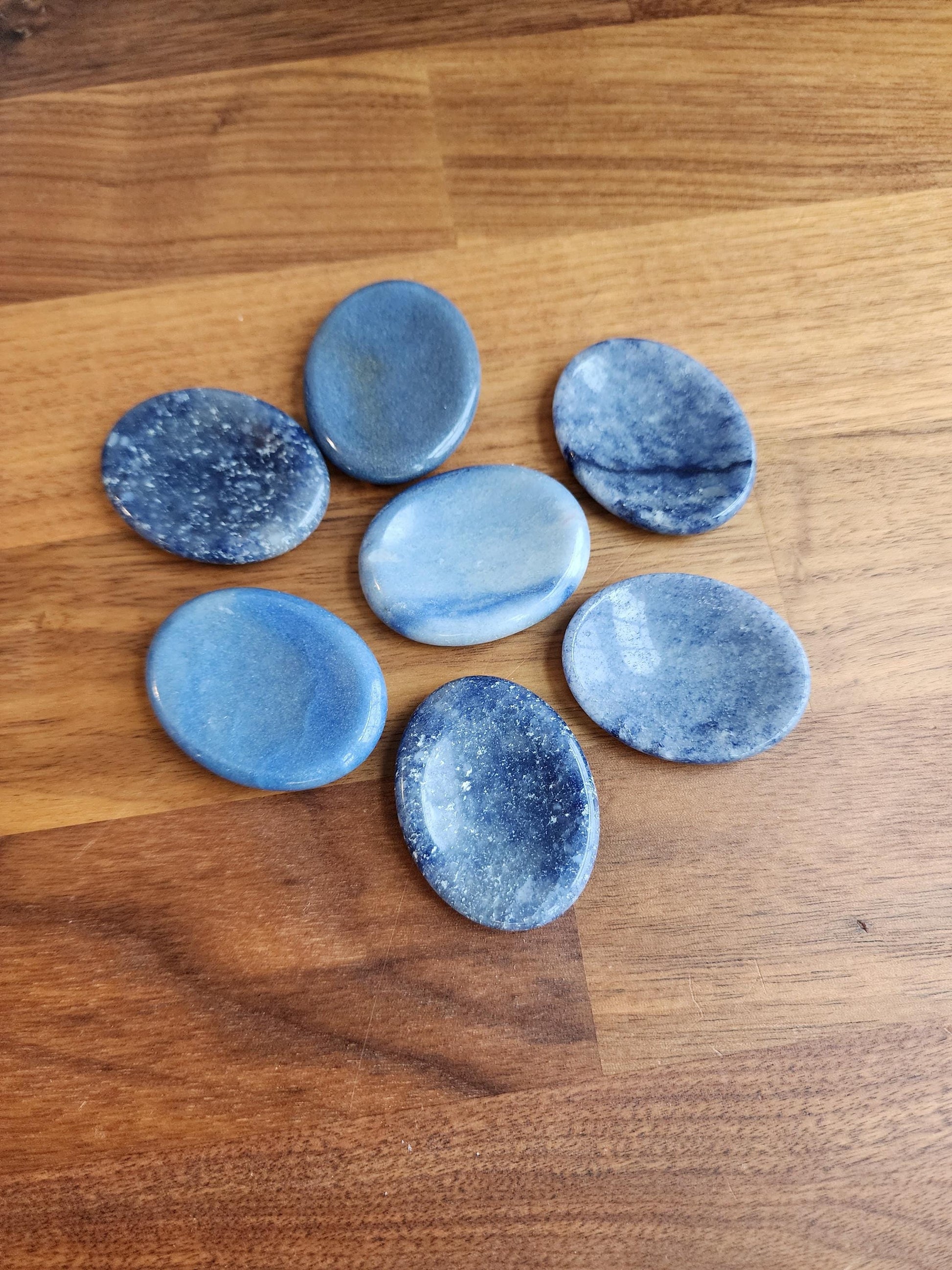 Blue Aventurine Worry Stone: ADHD Fidget, Calming Crystal