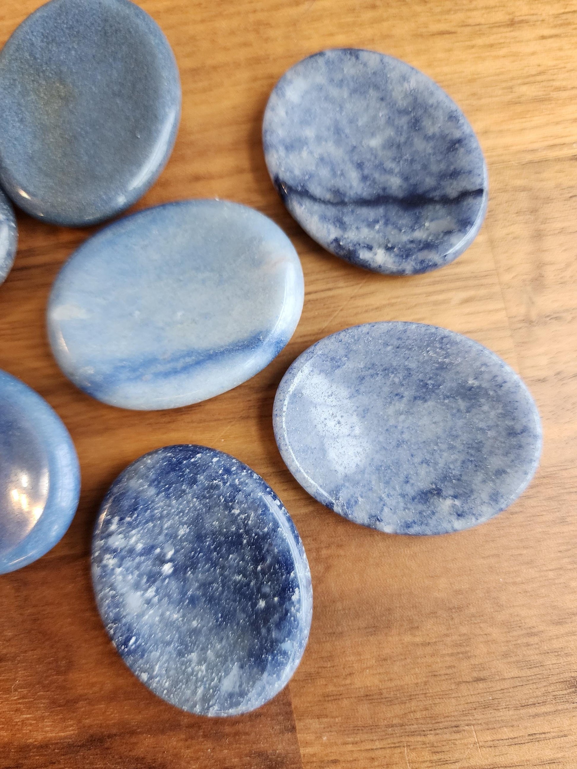 Blue Aventurine Worry Stone: ADHD Fidget, Calming Crystal