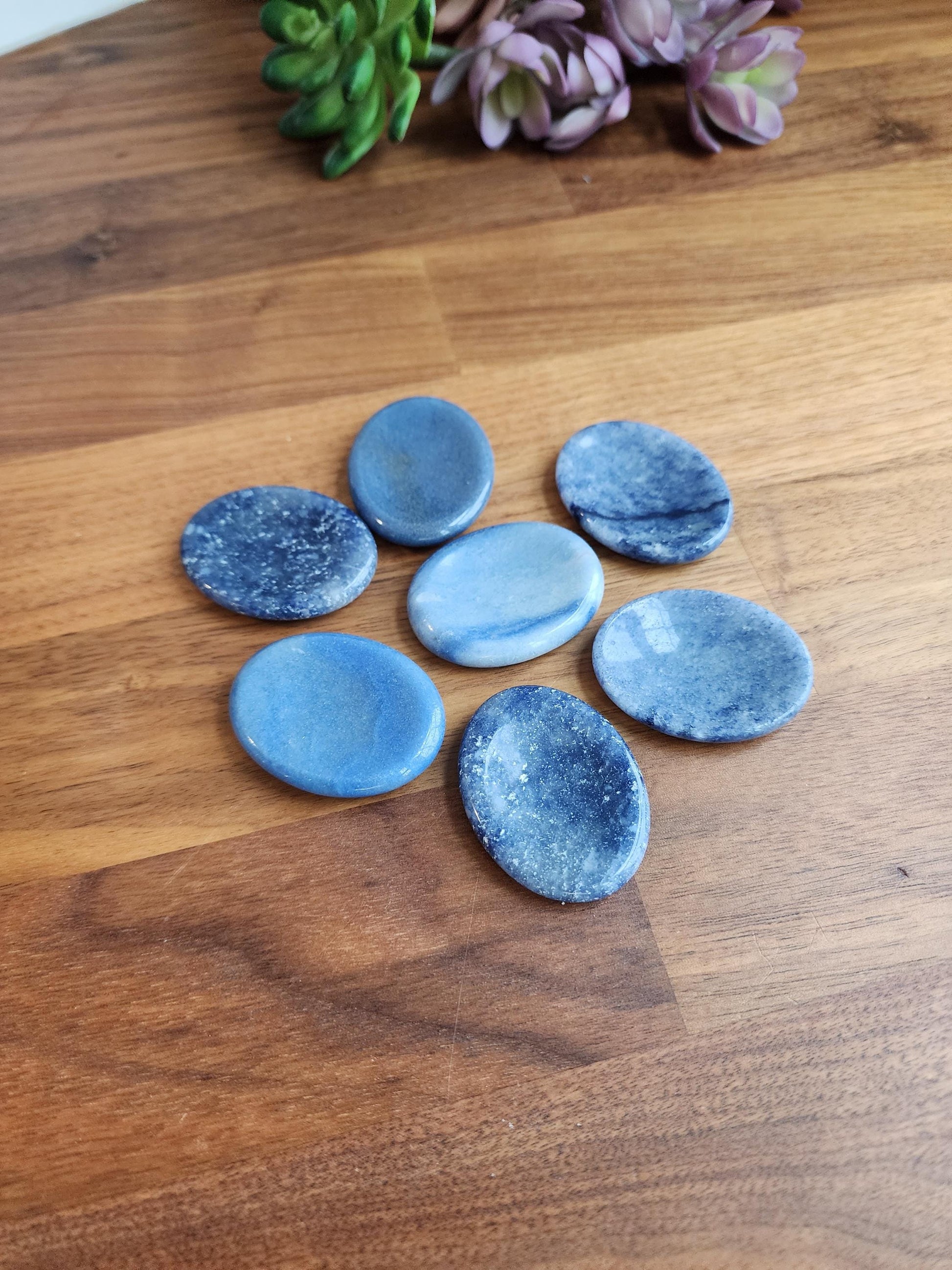 Blue Aventurine Worry Stone: ADHD Fidget, Calming Crystal