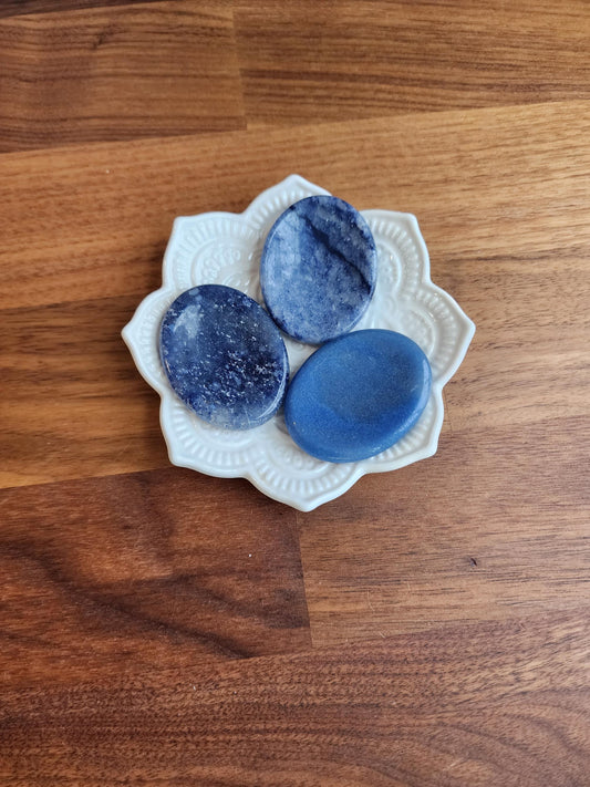 Blue Aventurine Worry Stone: ADHD Fidget, Calming Crystal