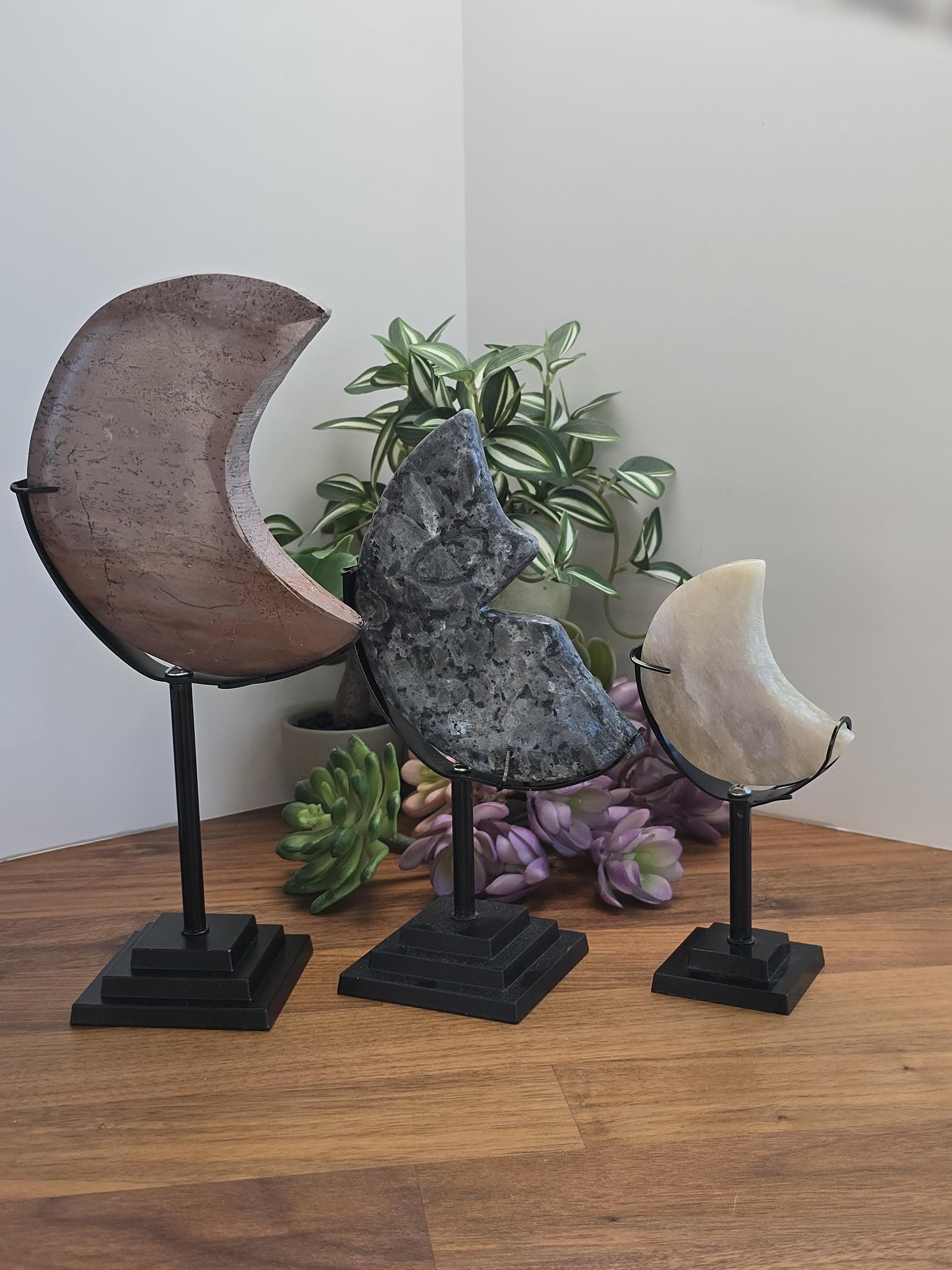 Crystal Moon Stand: Bendable Metal in Silver or Gold