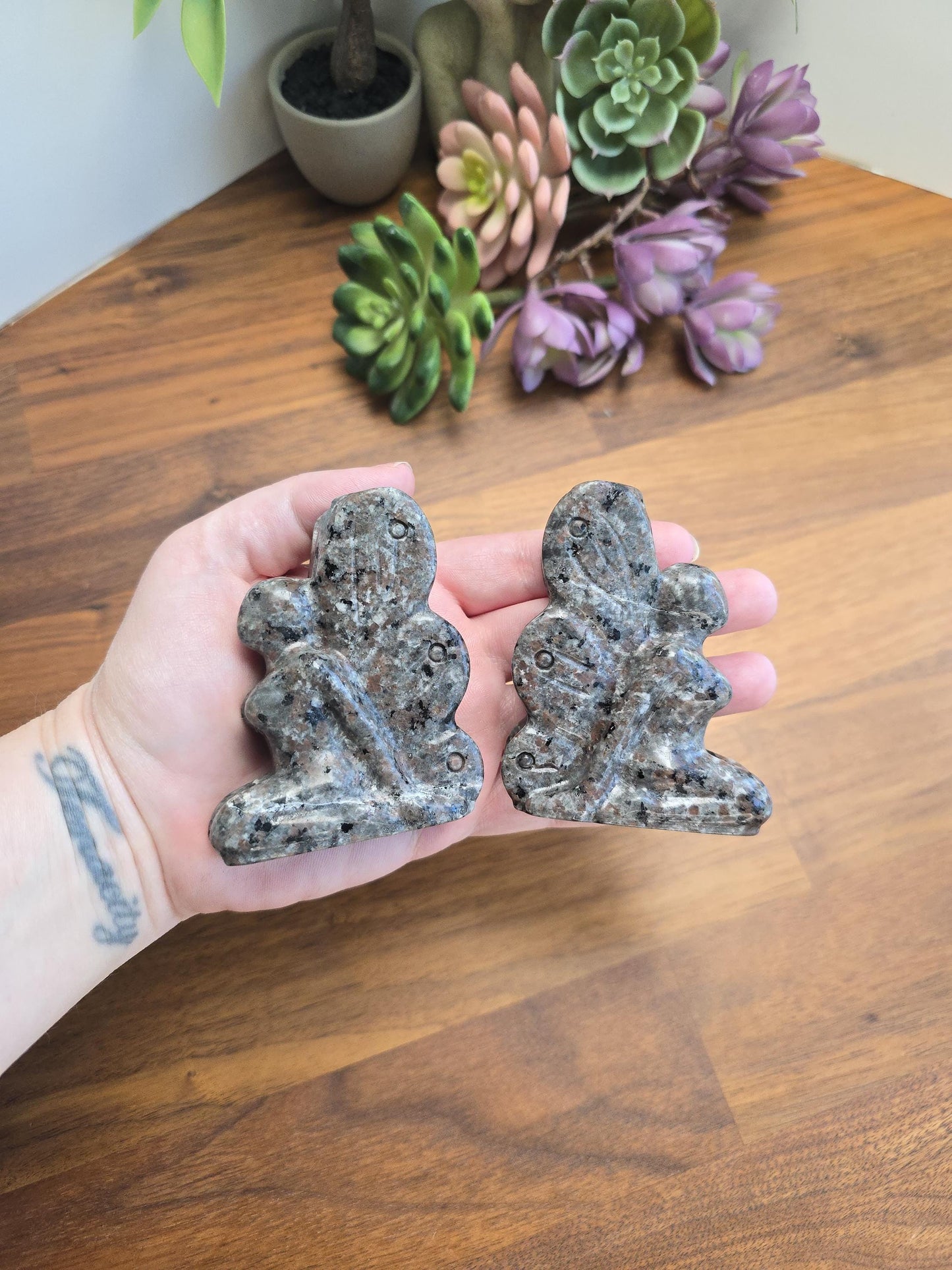 Fanciful Fairy Crystal Carving | 3.5 Inches | Black Brown and Gray | UV Reactive | Intuitively Chosen