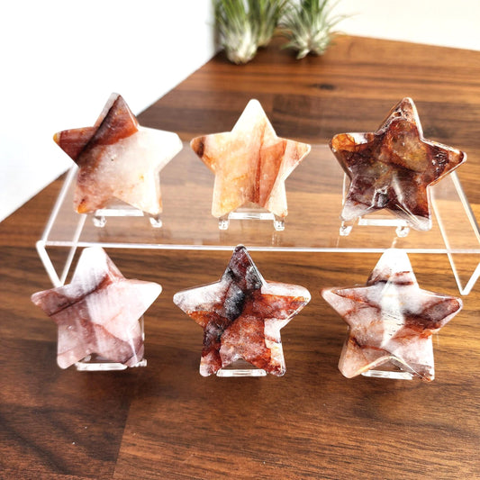 Stunning Fire Quartz Crystal Stars | Sparkling Red, Orange, Yellow Hematoid in Clear Matrix | Some with with Rainbows! | Intuitively Chosen
