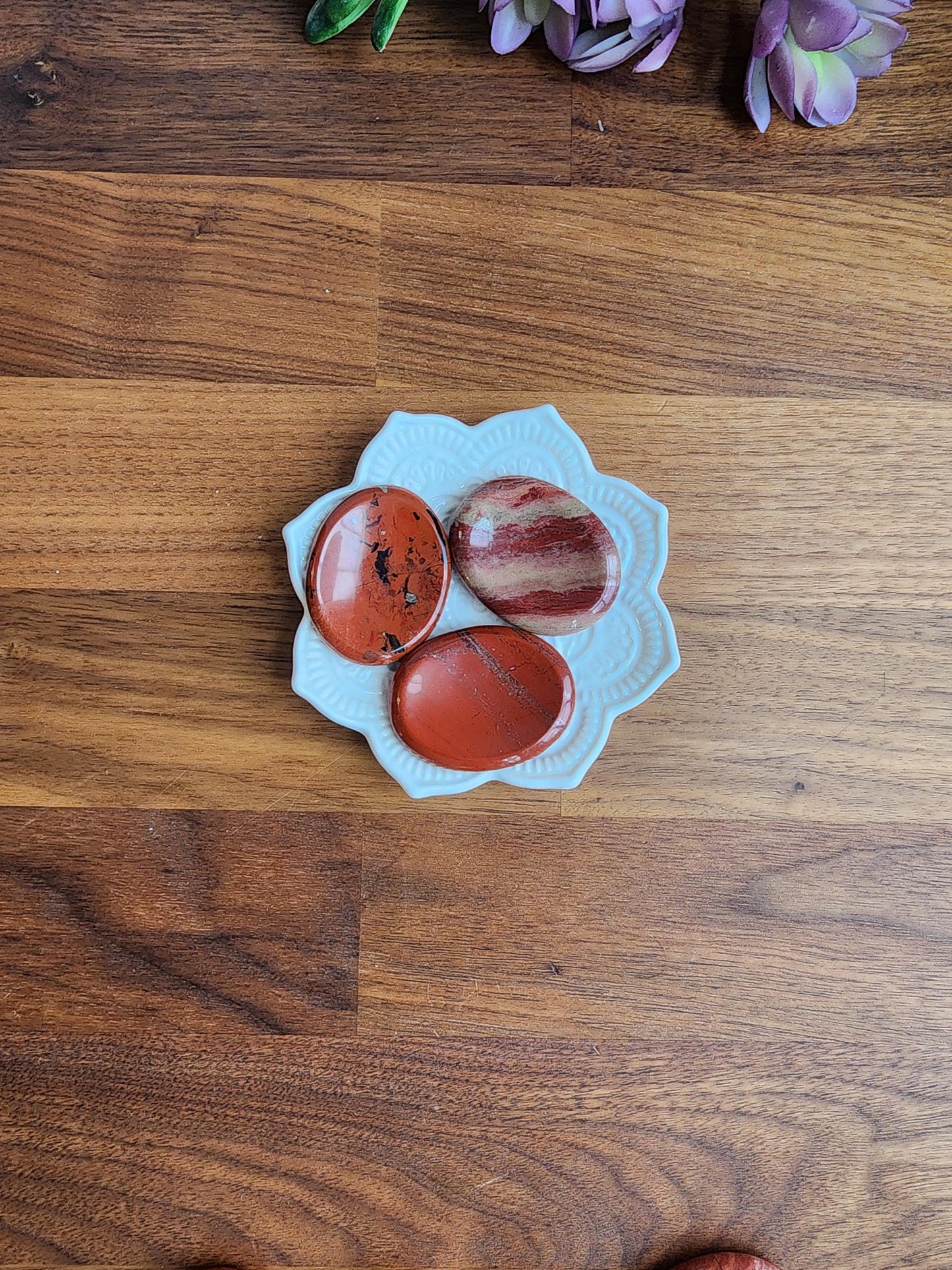 Red Jasper Worry Stone | 1.77" Thumb Stone | Earthy Christmas Crystals for Gifts or Tactile Stress Relief | Stocking Stuffer