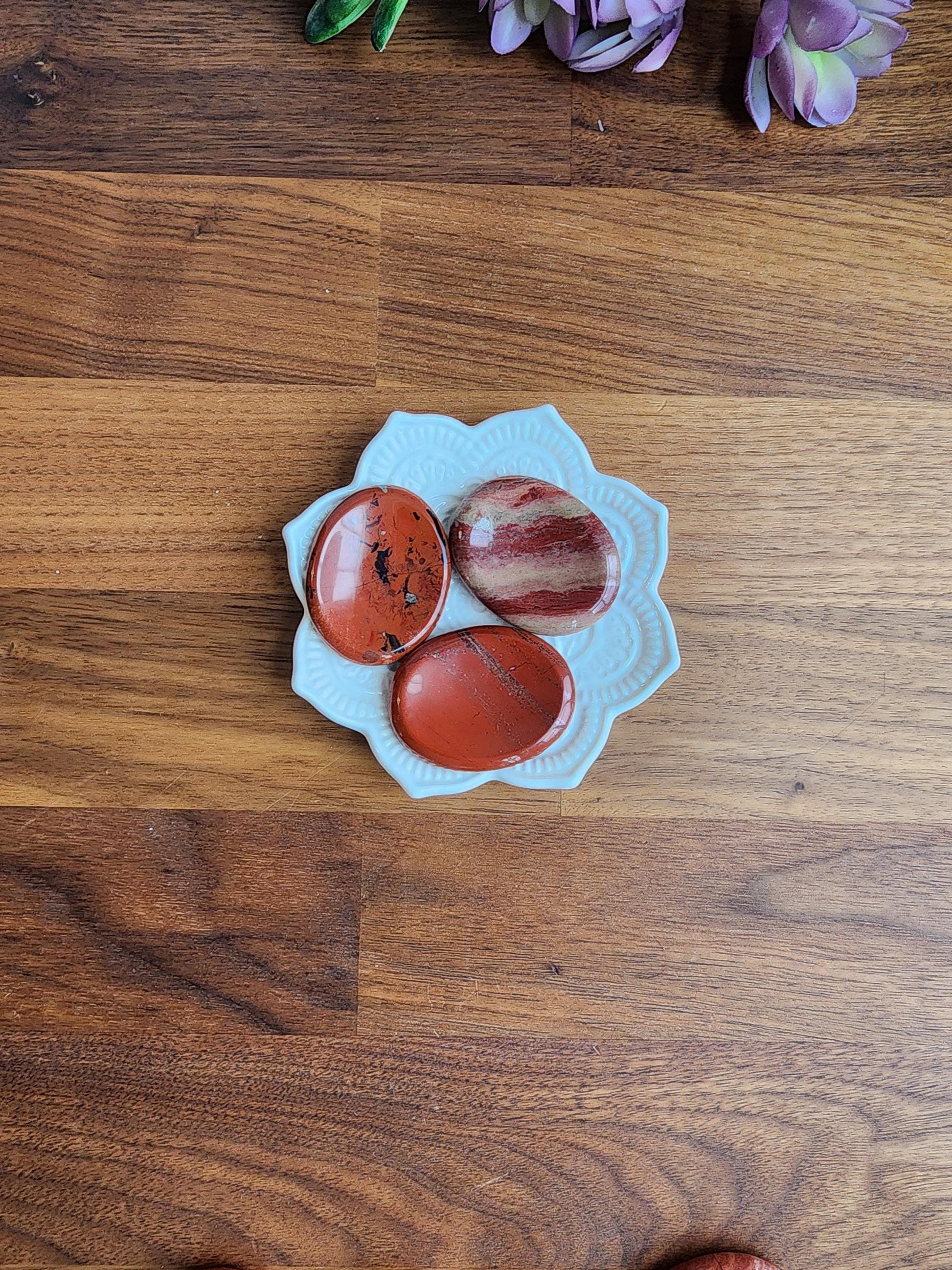 Red Jasper Worry Stone | 1.77" Thumb Stone | Earthy Christmas Crystals for Gifts or Tactile Stress Relief | Stocking Stuffer