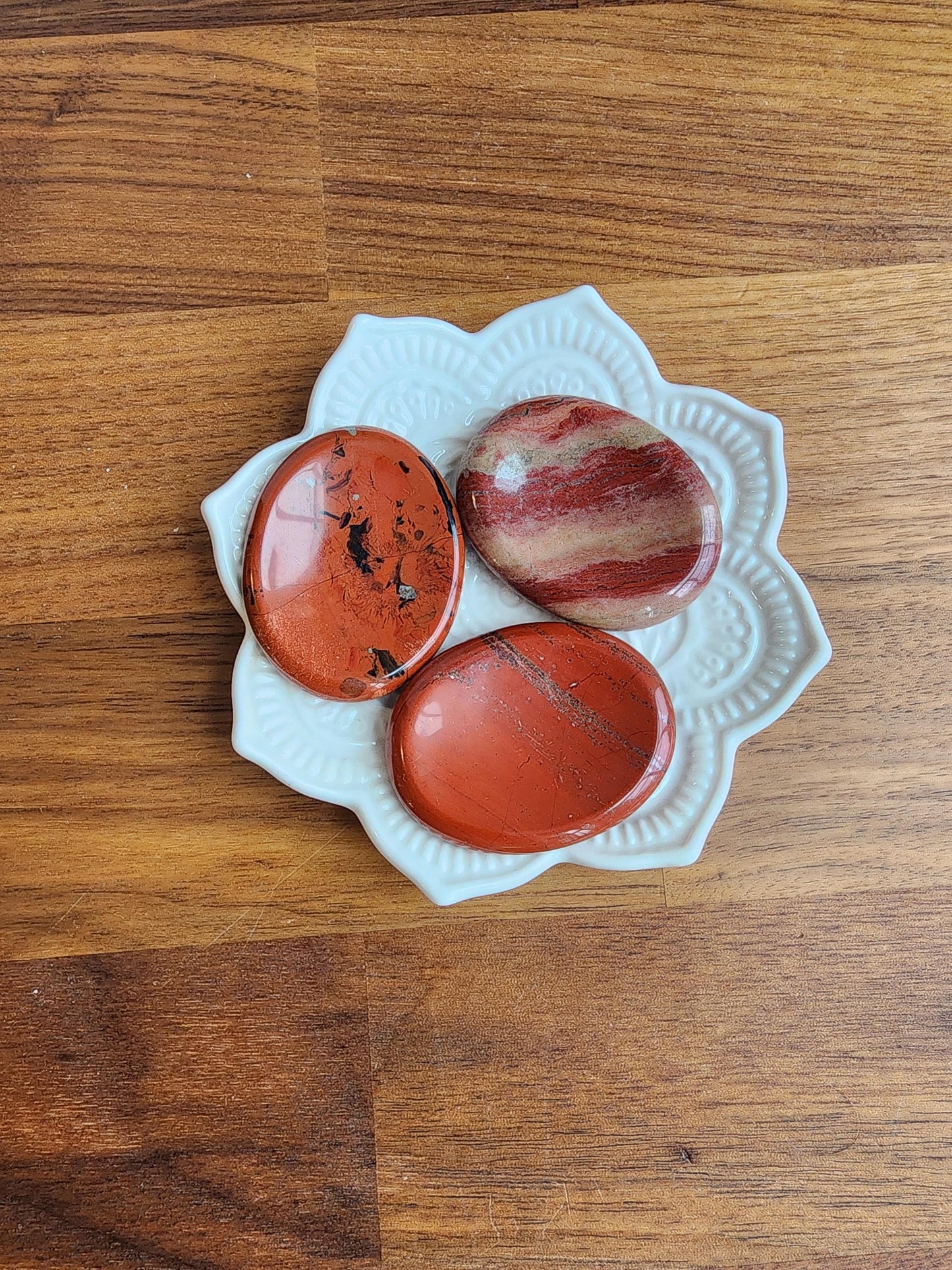 Red Jasper Worry Stone | 1.77" Thumb Stone | Earthy Christmas Crystals for Gifts or Tactile Stress Relief | Stocking Stuffer