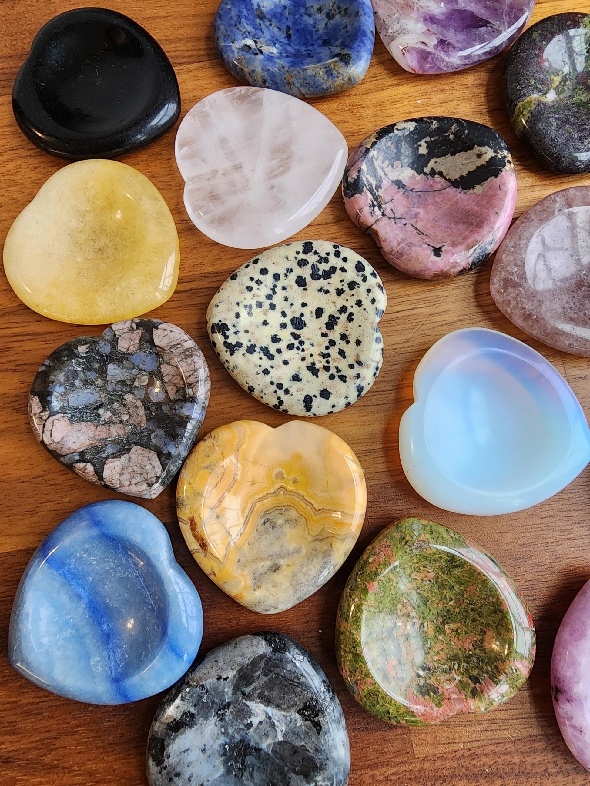 Heart Shaped Crystal Worry Stone, Mixed Colors (Pocket Size 1.5")