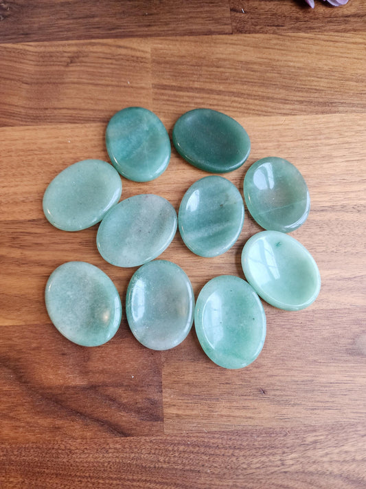 Green Aventurine Worry Stone: Calming Thumb Crystal for Stress (1.77") Earthy Christmas Crystals for Gifts or Tactile Stocking Stuffer