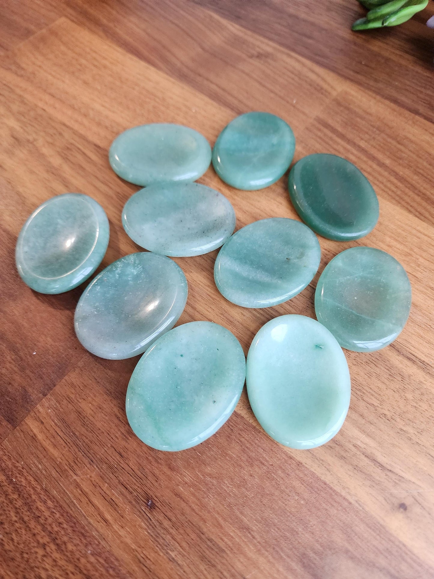 Green Aventurine Worry Stone: Calming Thumb Crystal for Stress (1.77") Earthy Christmas Crystals for Gifts or Tactile Stocking Stuffer