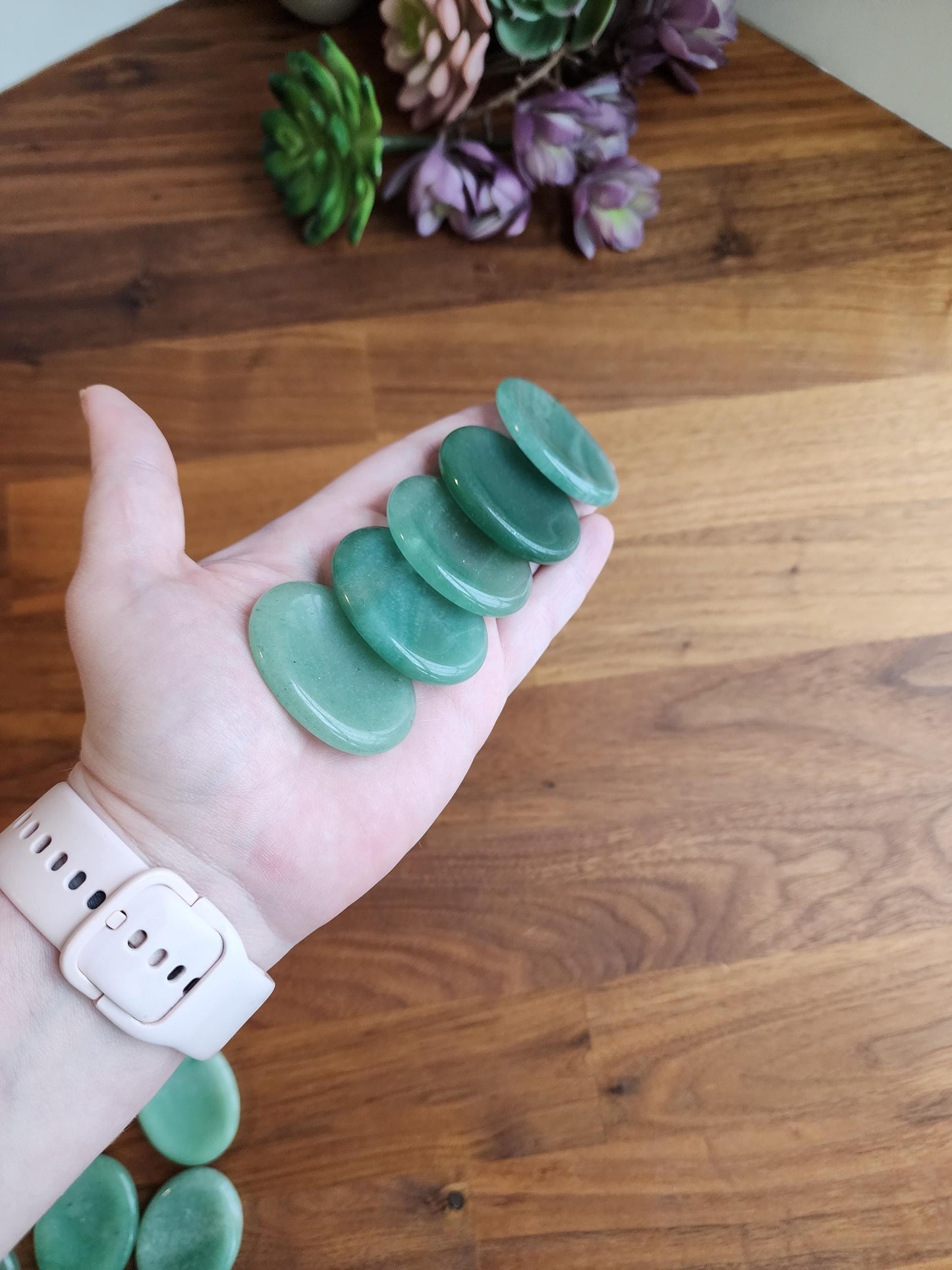 Green Aventurine Worry Stone: Calming Thumb Crystal for Stress (1.77") Earthy Christmas Crystals for Gifts or Tactile Stocking Stuffer