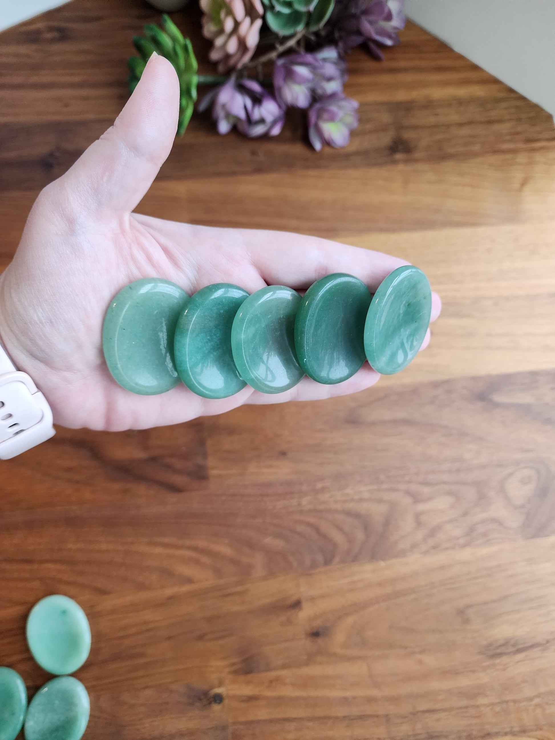 Green Aventurine Worry Stone: Calming Thumb Crystal for Stress (1.77") Earthy Christmas Crystals for Gifts or Tactile Stocking Stuffer