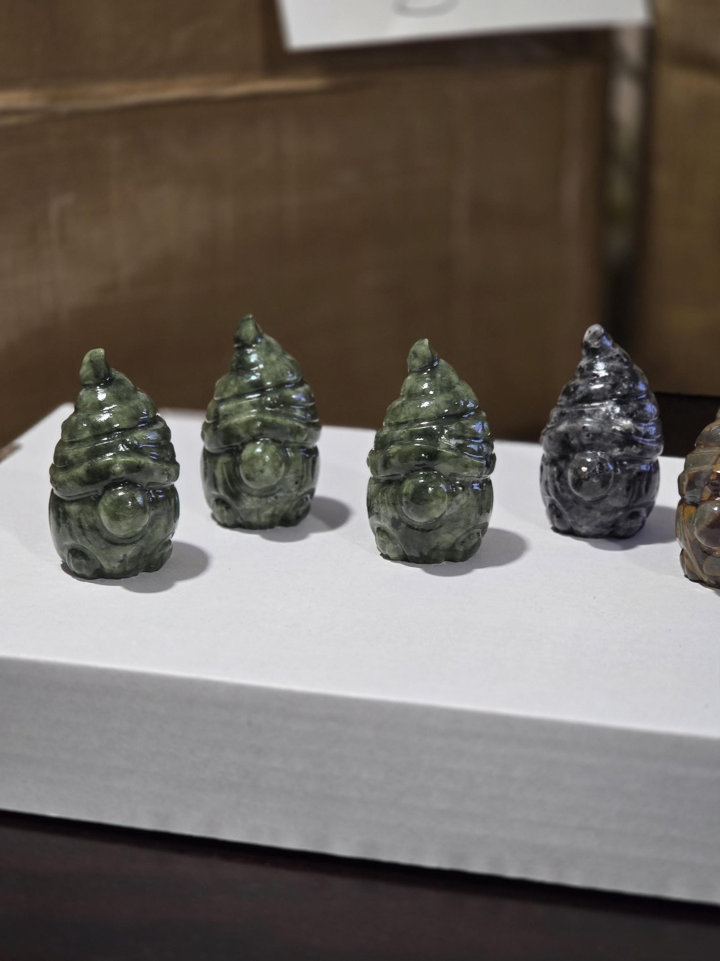Large Crystal Gnome: Green Jade, Serpentine & Larvikite