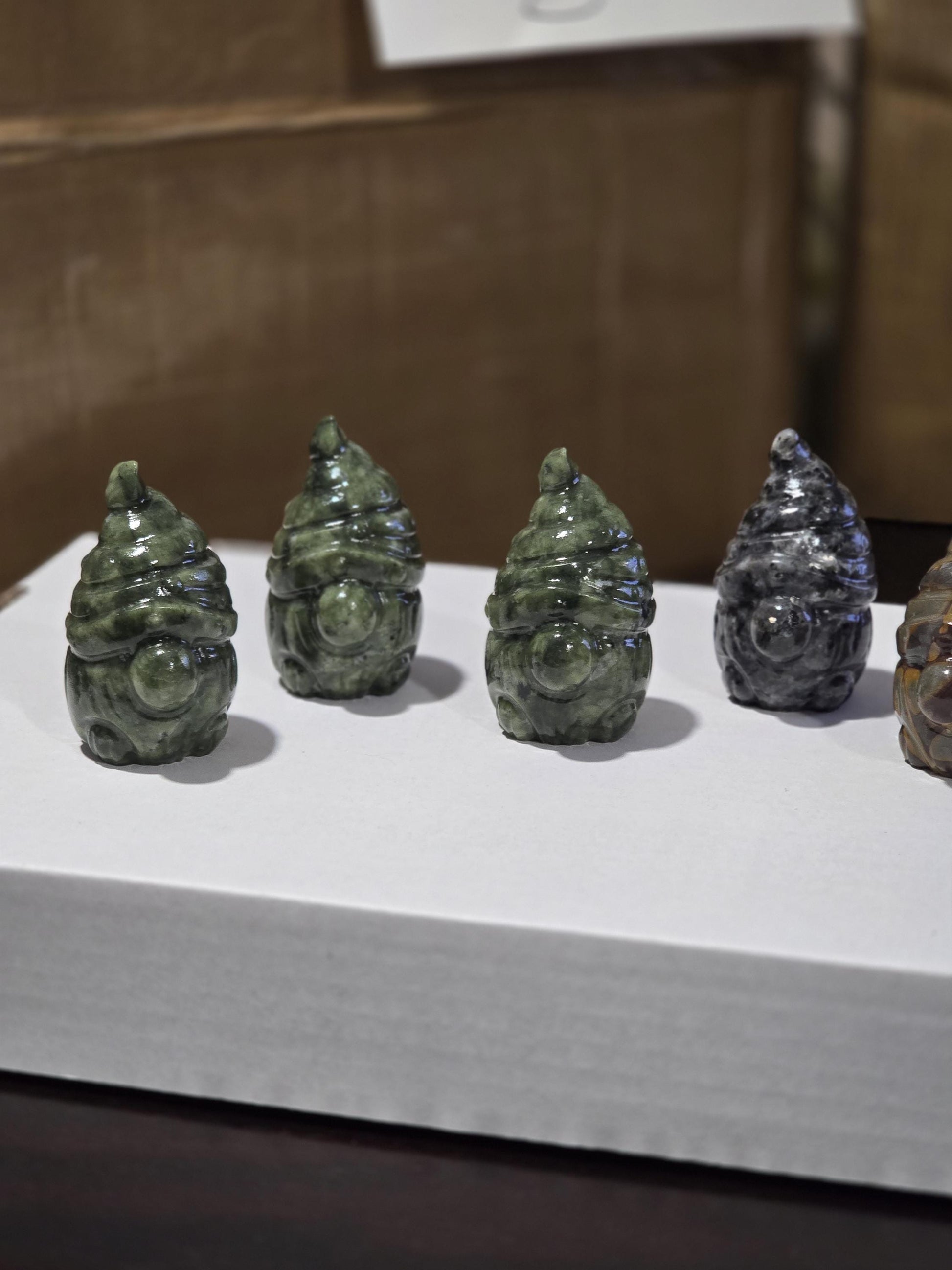 Large Crystal Gnome: Green Jade, Serpentine & Larvikite