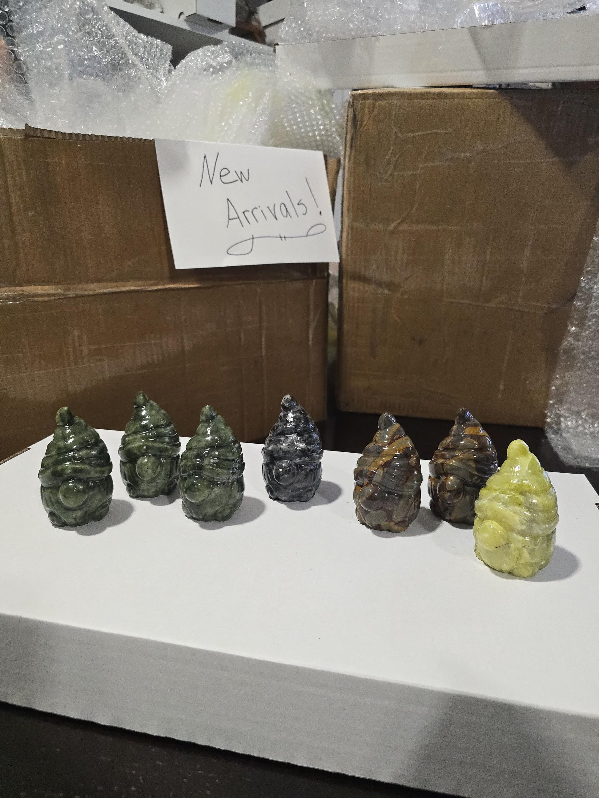 Large Crystal Gnome: Green Jade, Serpentine & Larvikite