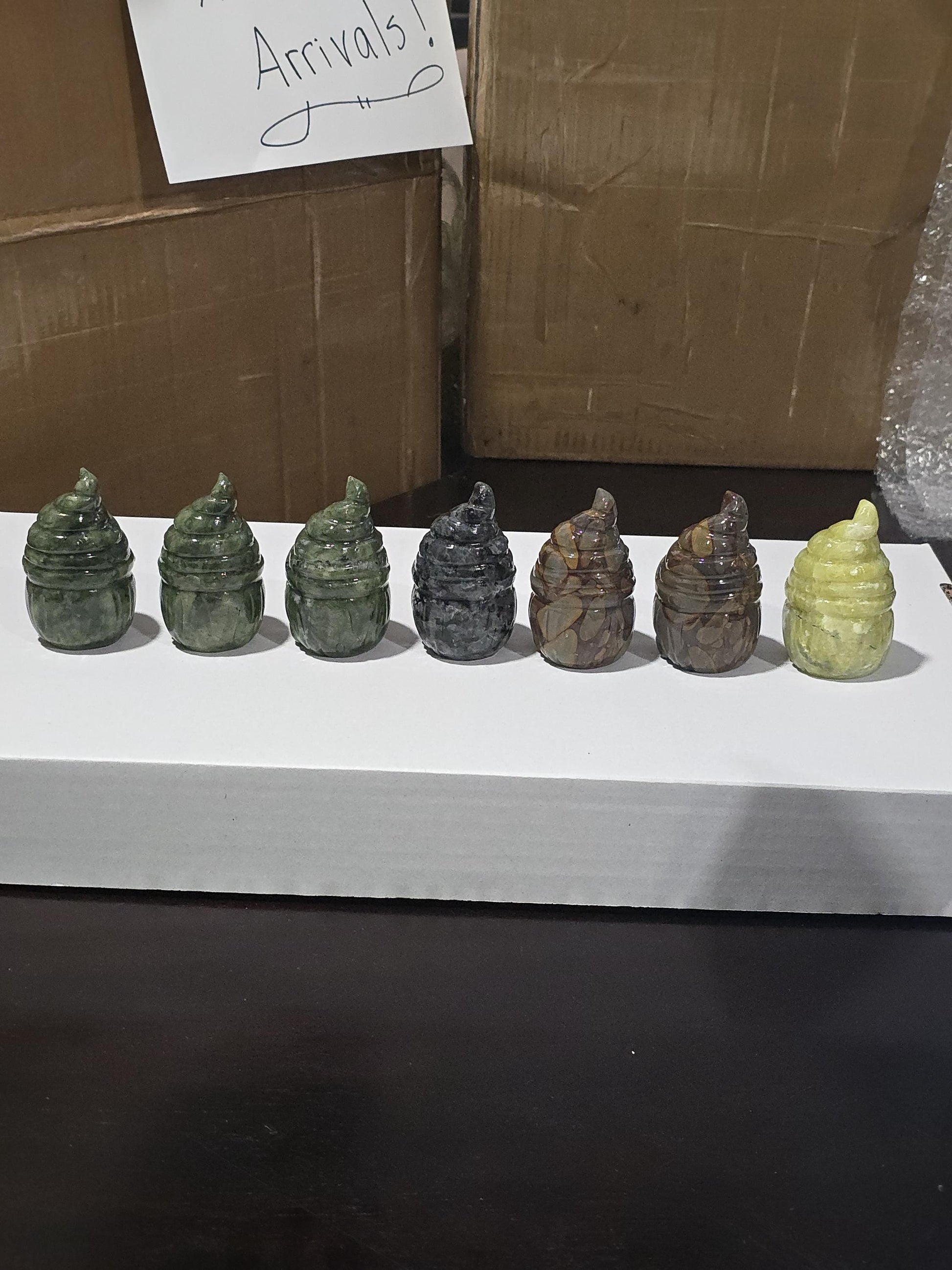 Large Crystal Gnome: Green Jade, Serpentine & Larvikite