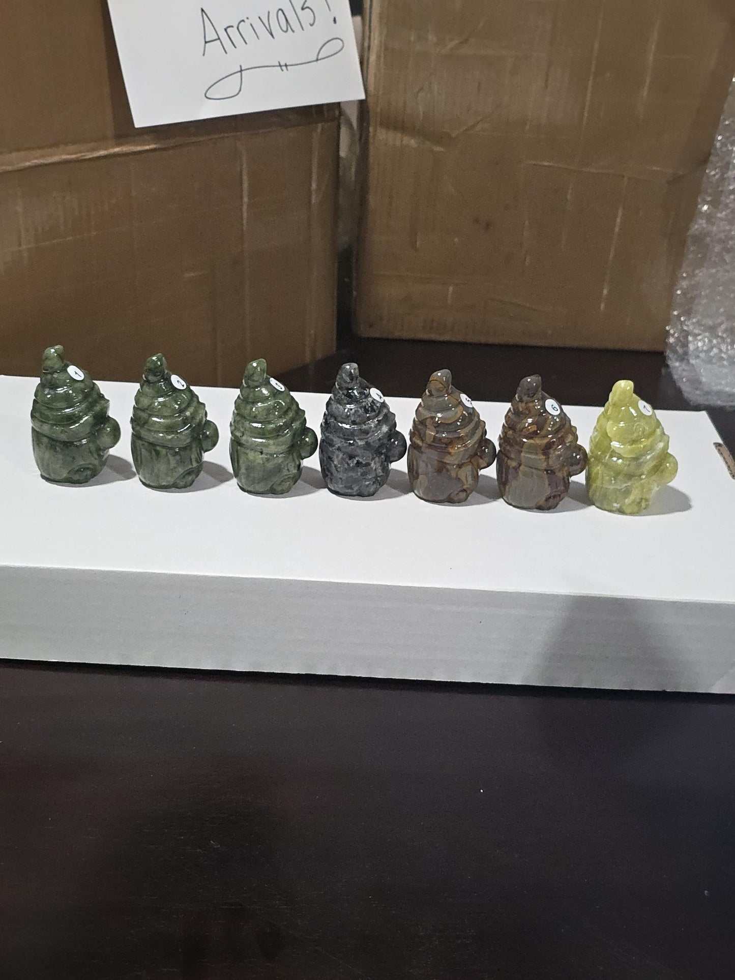 Large Crystal Gnome: Green Jade, Serpentine & Larvikite