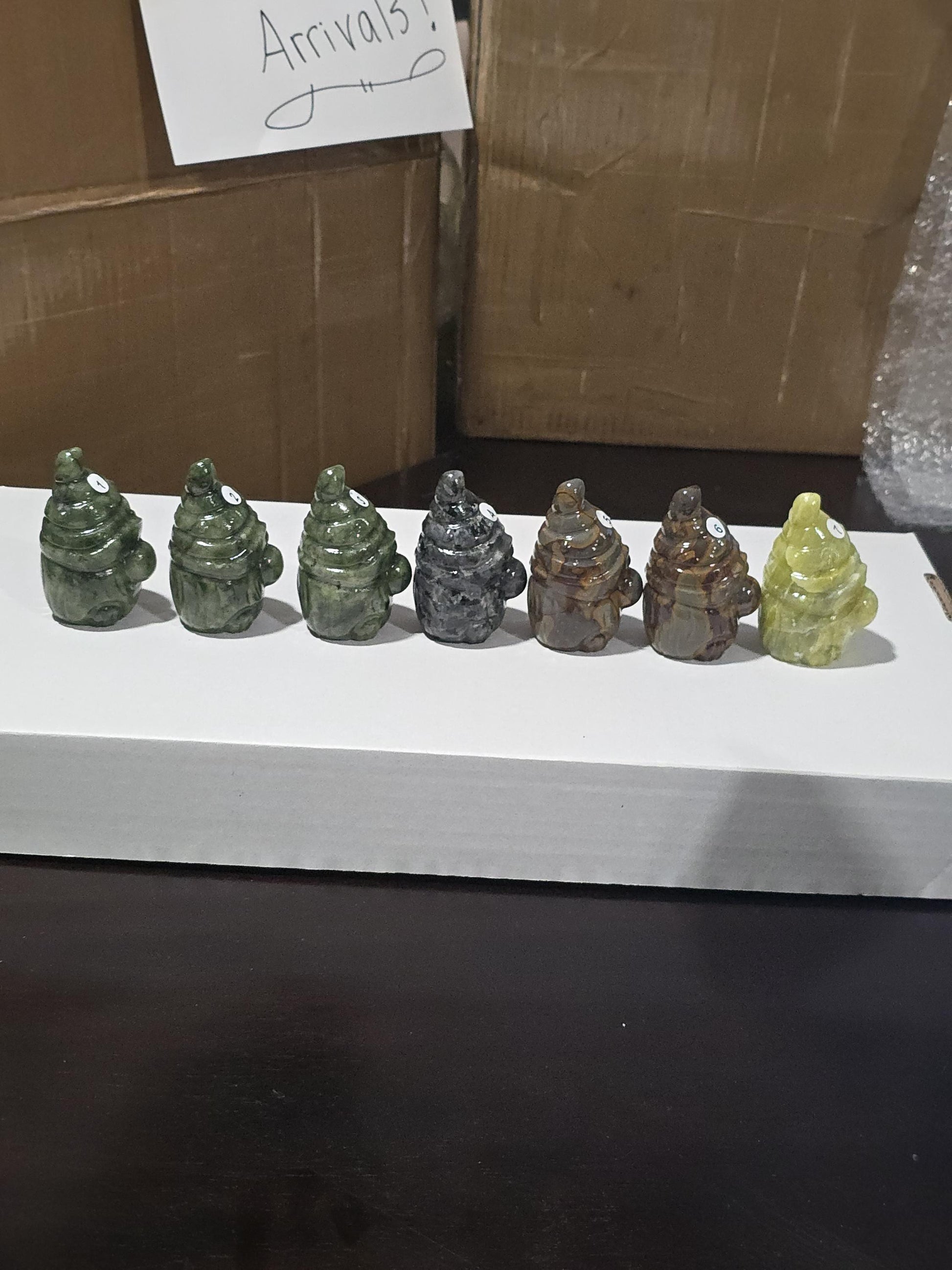 Large Crystal Gnome: Green Jade, Serpentine & Larvikite