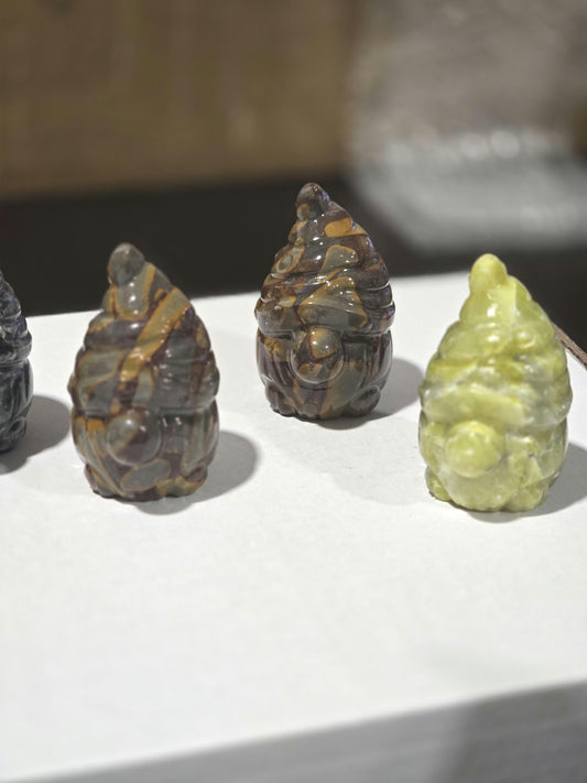Large Crystal Gnome: Green Jade, Serpentine & Larvikite