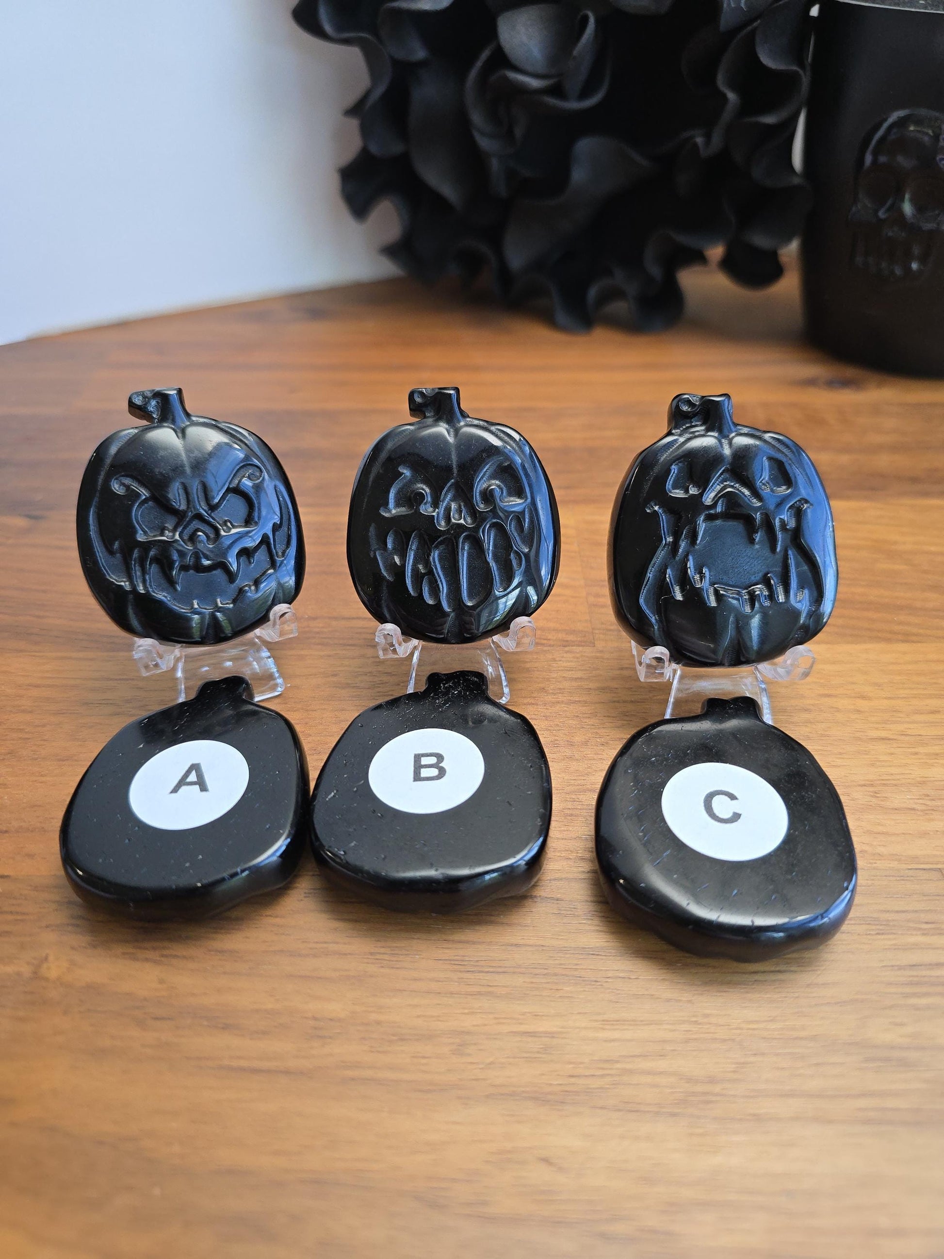 Scary Pumpkin Face | Black Obsidian | Halloween Crystals | Spooky Season Decor| Horror | Intutively Chosen