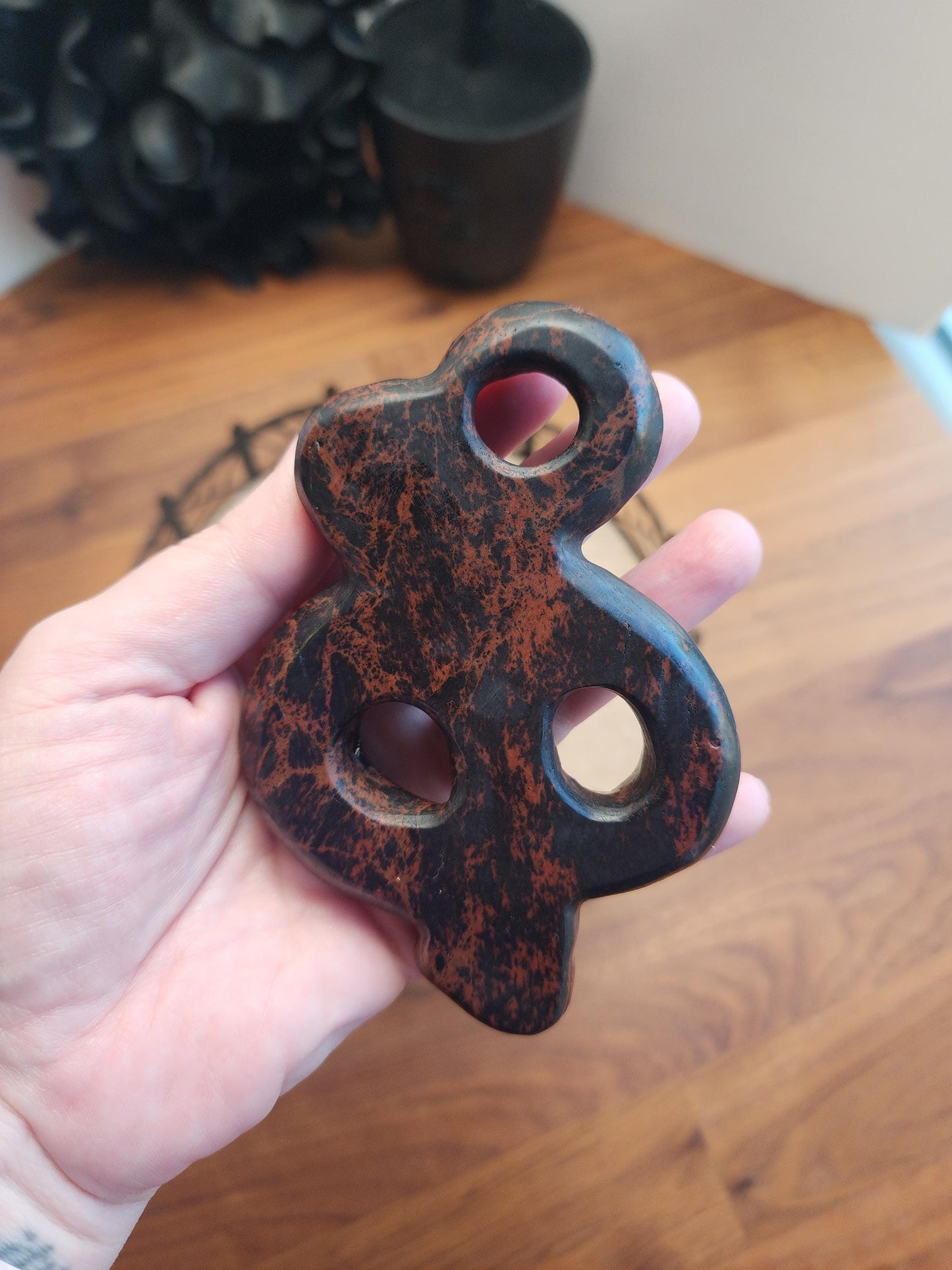 Mahogany Jasper Snake | Coiled Crystal Serpent, Life-like 3D Figurine in Red Obsidian for Nature Lover or Spooky Season Decor Halloween, Big