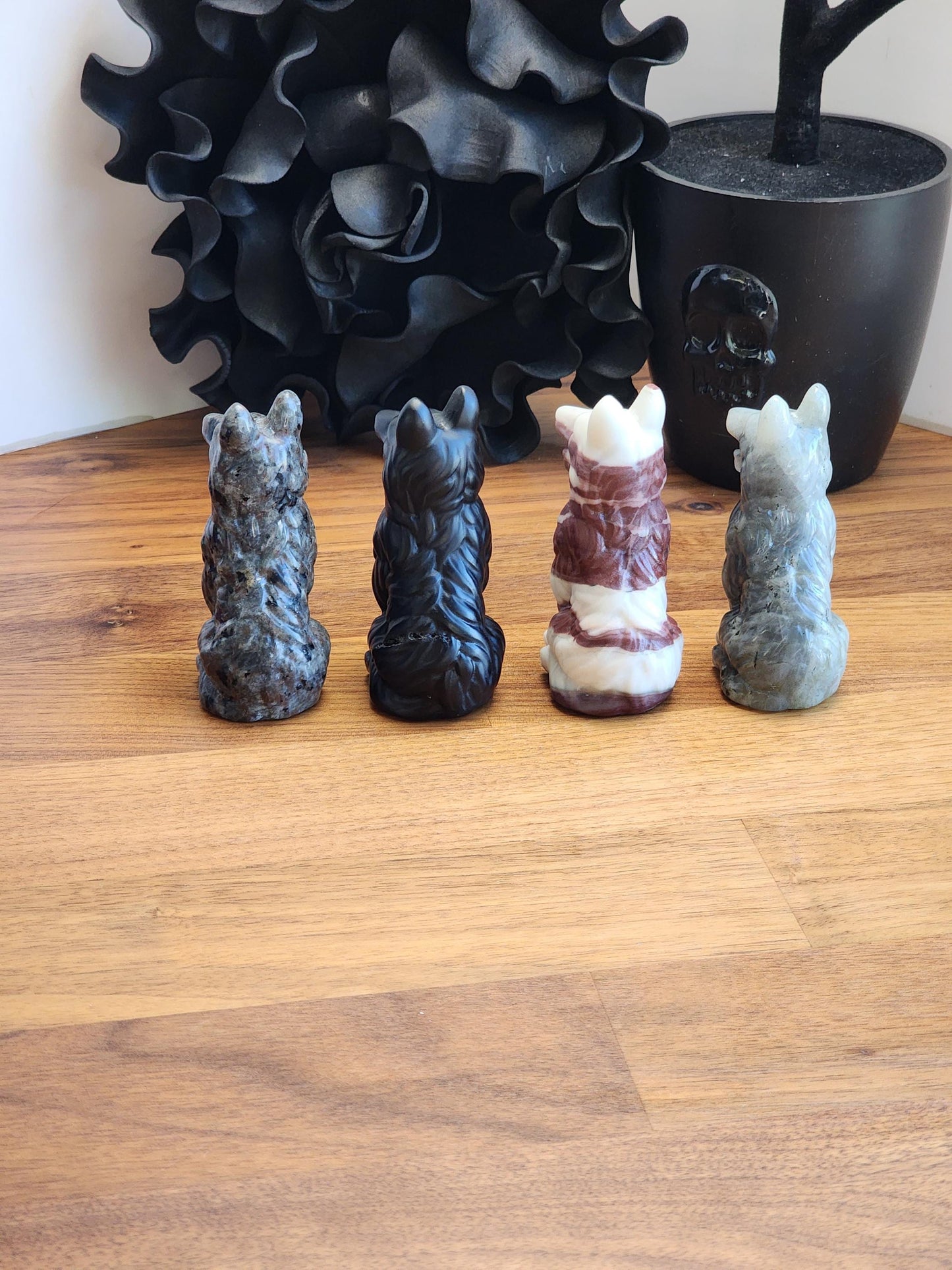 Majestic Black Onyx Wolf Crystal Carving | 61 MM X 40 MM | Black | Only 1 Available A