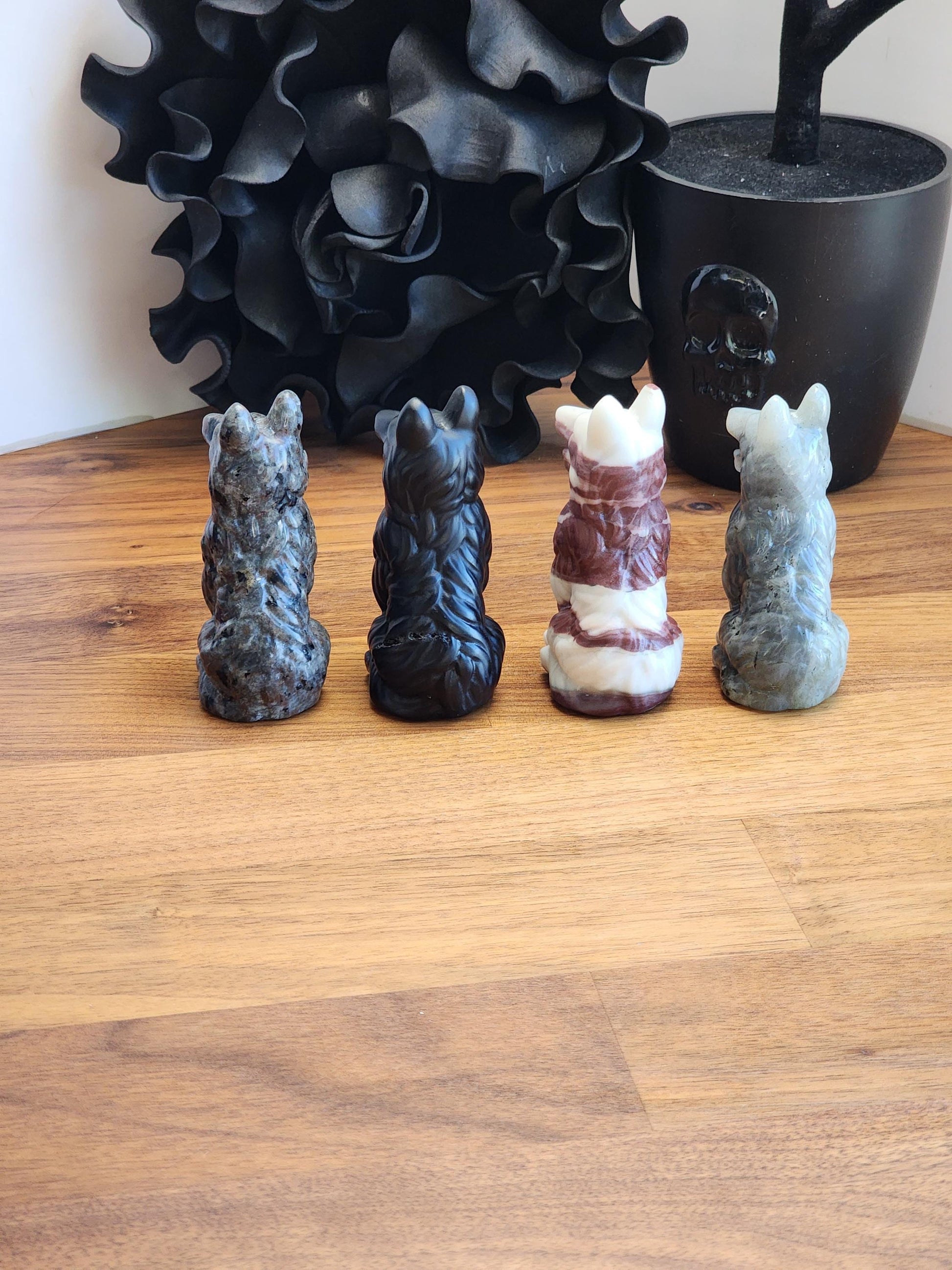 Majestic Black Onyx Wolf Crystal Carving | 61 MM X 40 MM | Black | Only 1 Available A