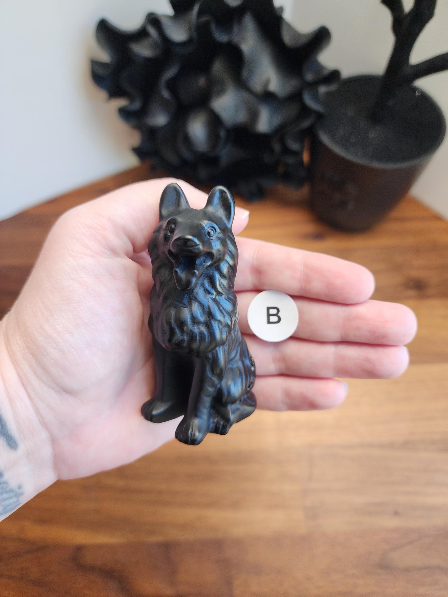 Majestic Black Onyx Wolf Crystal Carving | 61 MM X 40 MM | Black | Only 1 Available A