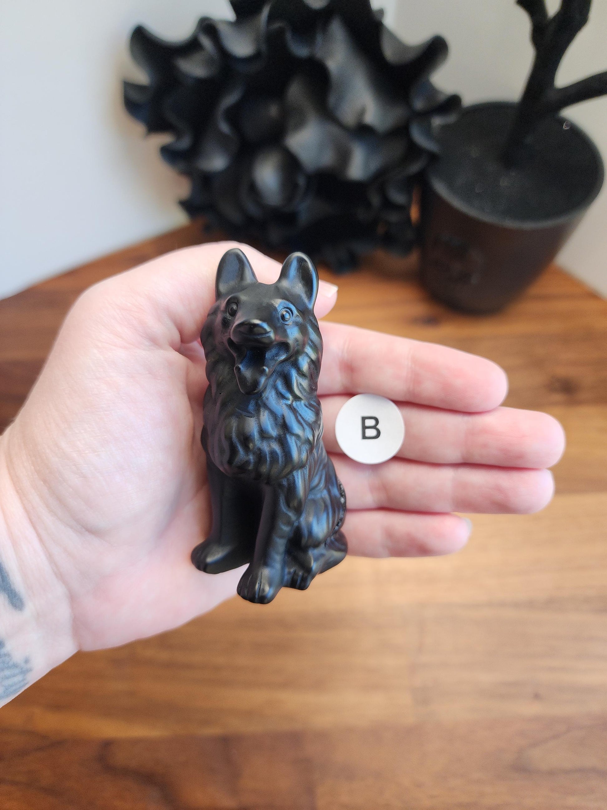 Majestic Black Onyx Wolf Crystal Carving | 61 MM X 40 MM | Black | Only 1 Available A