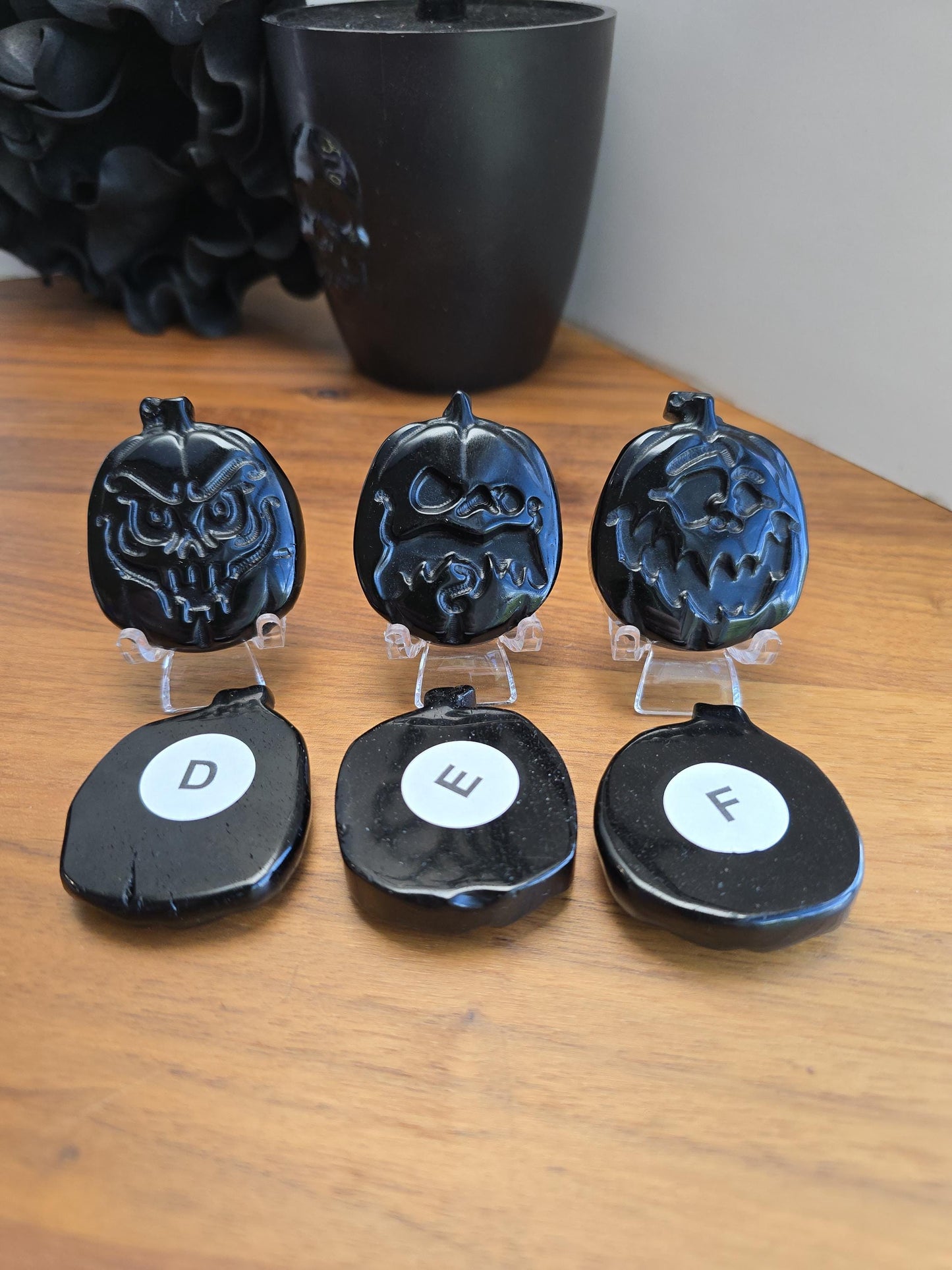 Scary Pumpkin Face | Black Obsidian | Halloween Crystals | Spooky Season Decor| Horror | Intutively Chosen