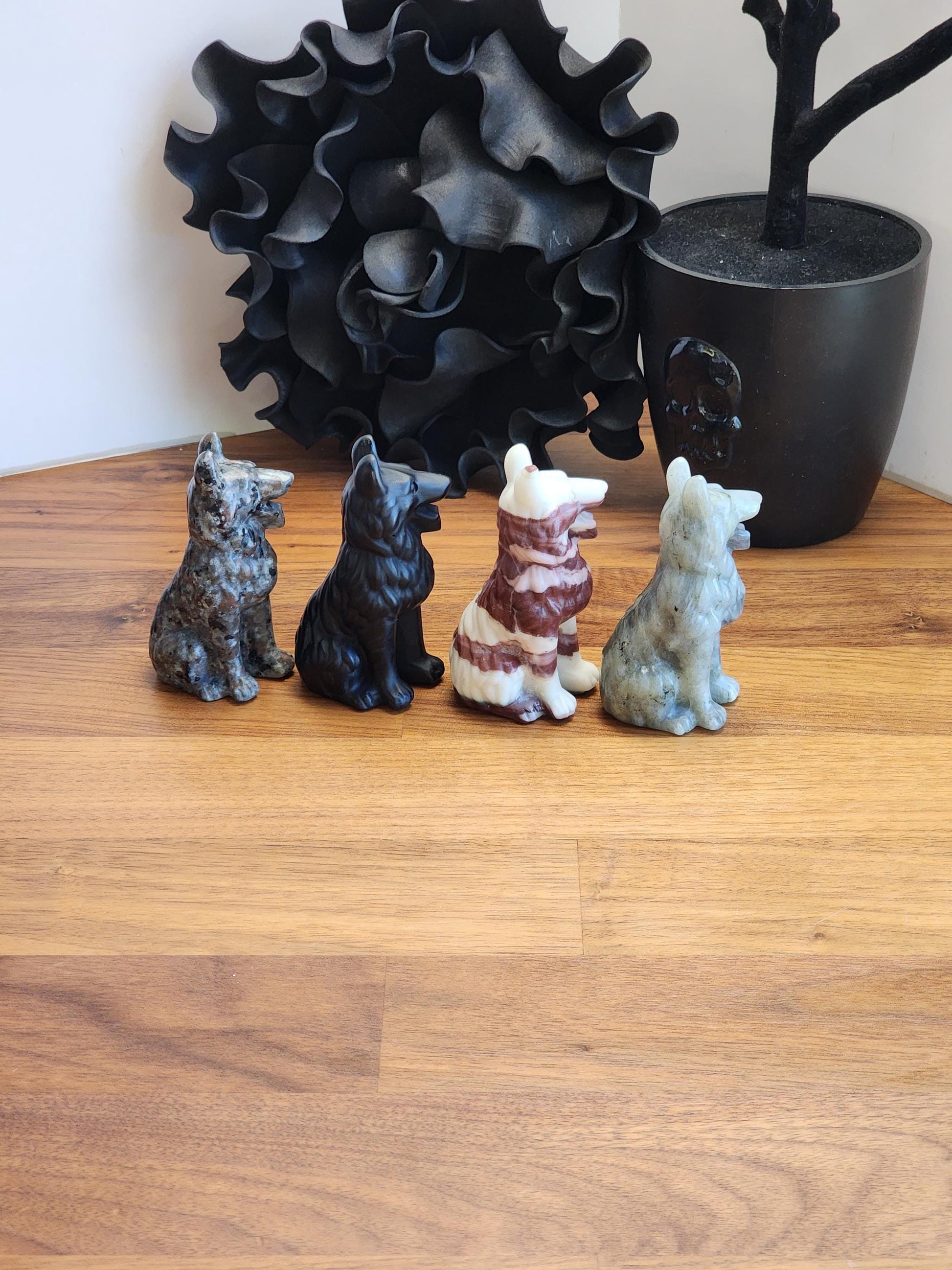 Majestic Black Onyx Wolf Crystal Carving | 61 MM X 40 MM | Black | Only 1 Available A