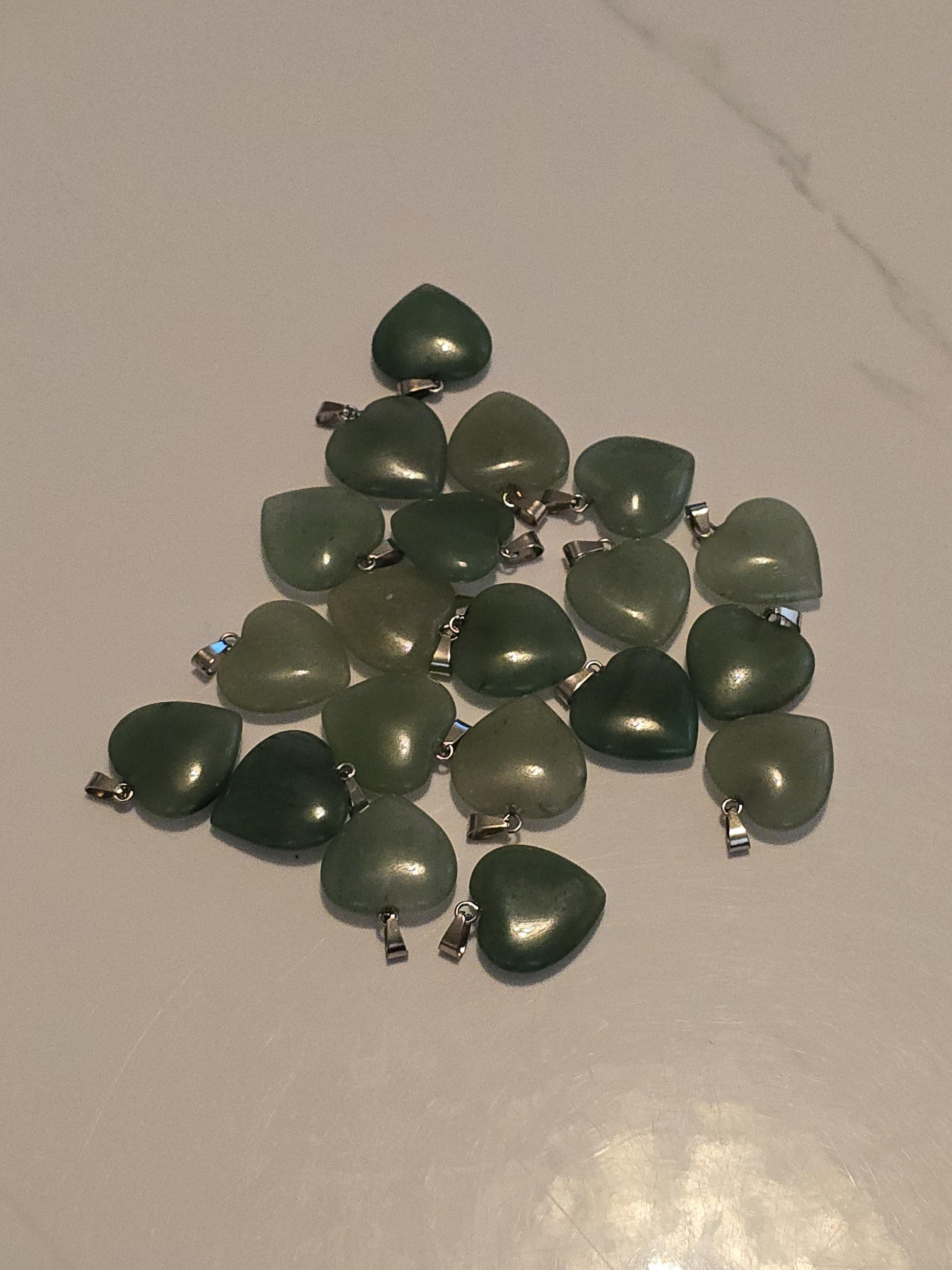 Green Aventurine Heart Pendant: Lucky Charm Crystal, 20mm Stone