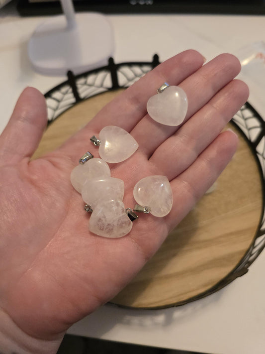 Heart Pendant Clear Quartz Crystal, Polished Gemstone Charm (20mm, Natural Stone, Spiritual Jewelry Gift)