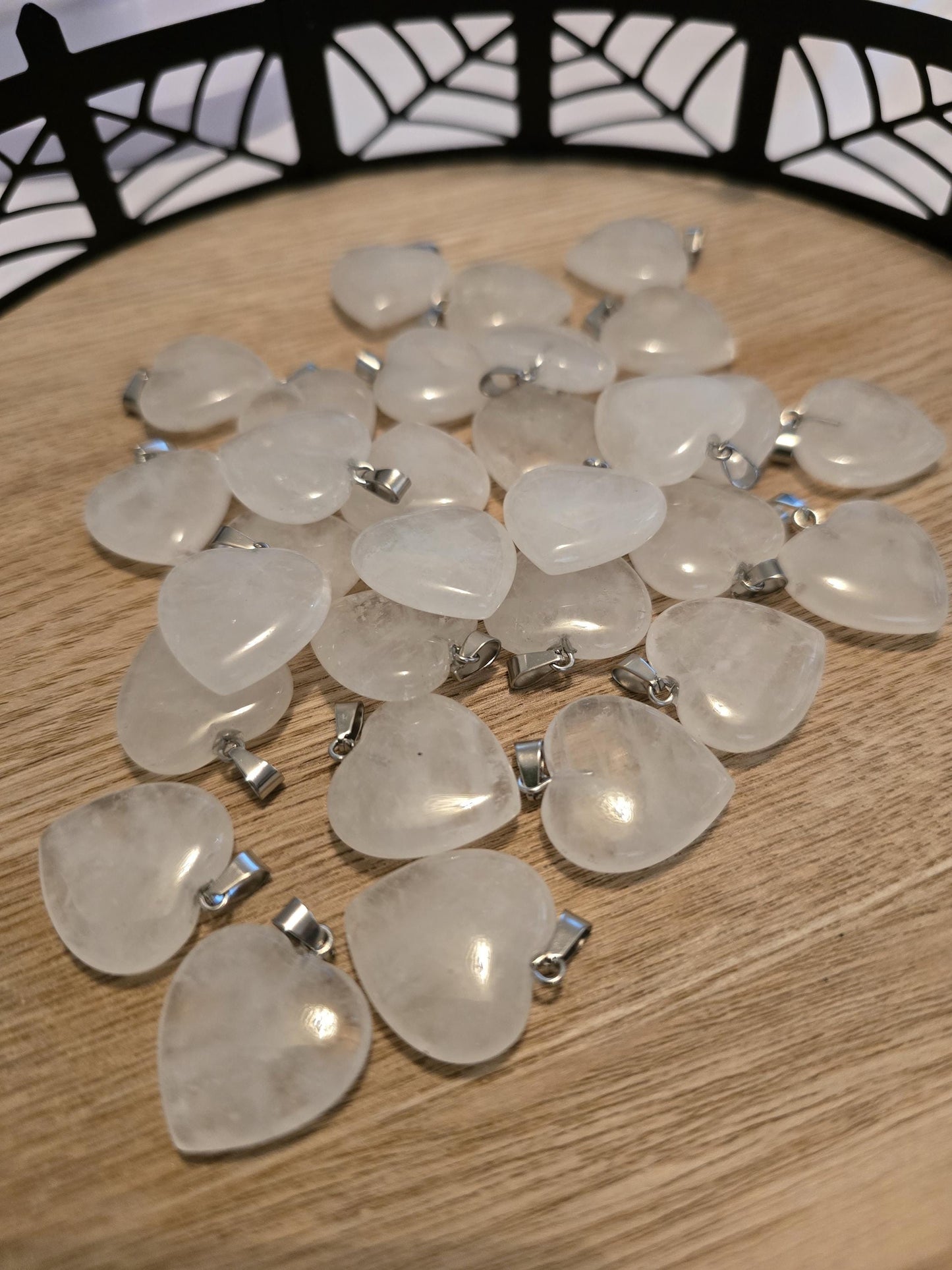 Heart Pendant Clear Quartz Crystal, Polished Gemstone Charm (20mm, Natural Stone, Spiritual Jewelry Gift)