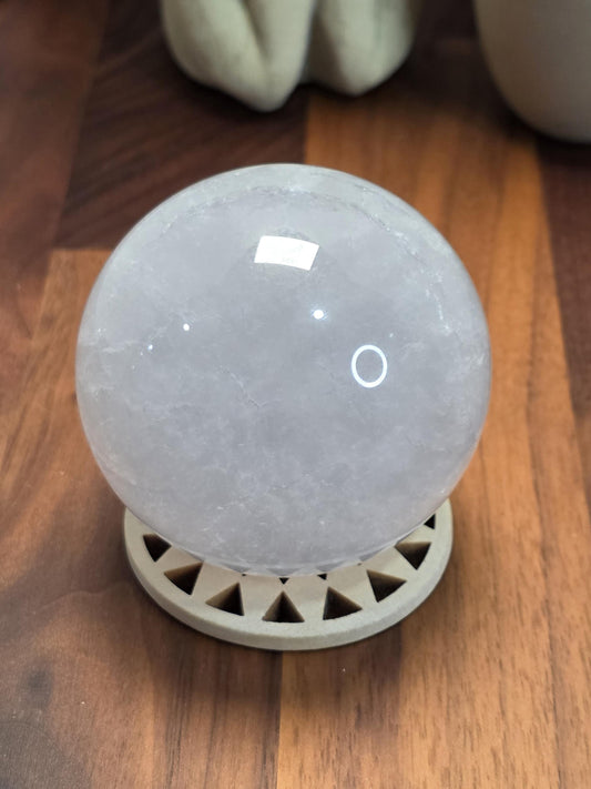 Fluorite Crystal Sphere: Clear with Rainbow Flashes, 70mm