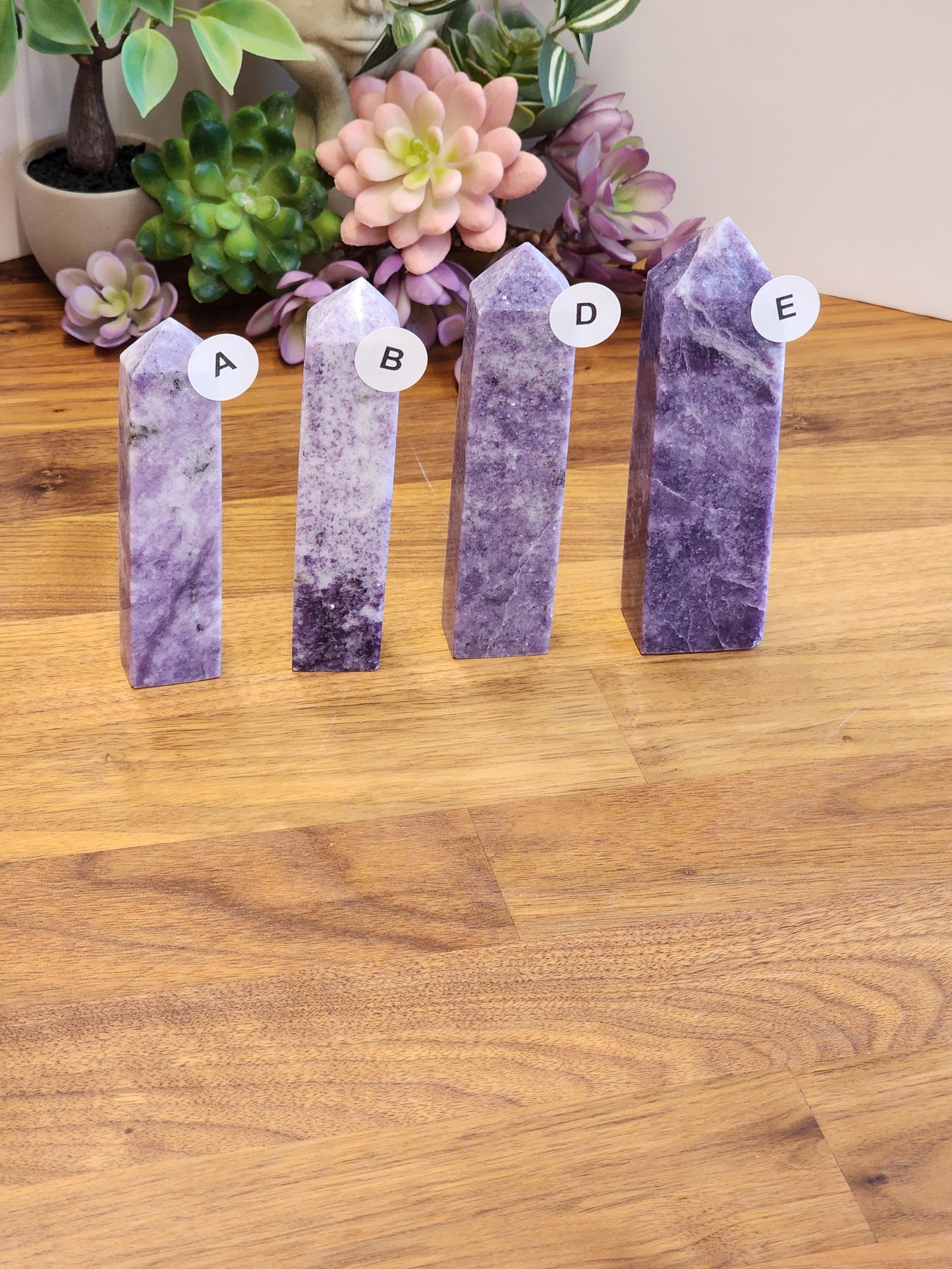 Lepidolite Crystal Tower: Hand Carved Purple Mica Decor (4+")