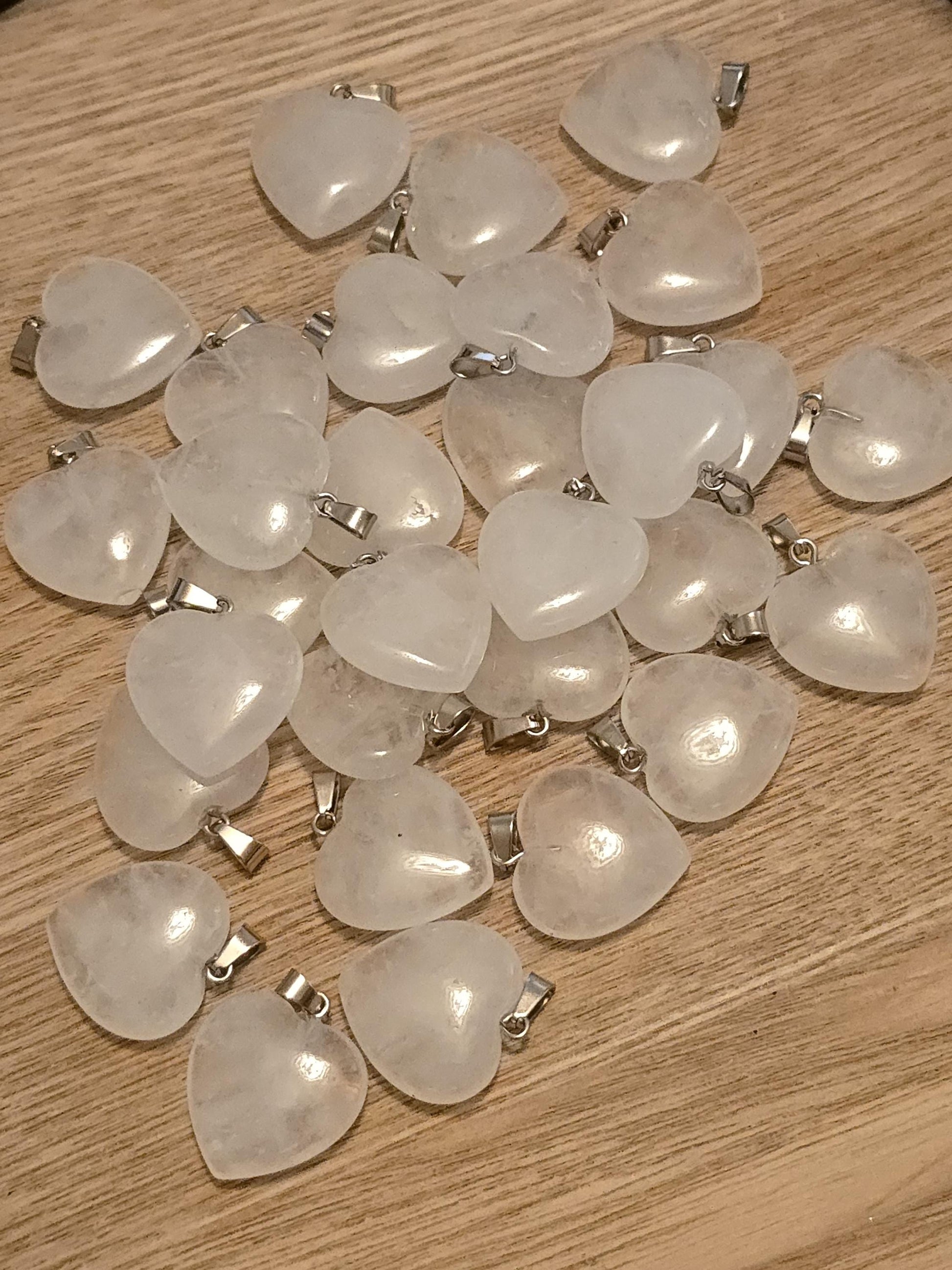 Heart Pendant Clear Quartz Crystal, Polished Gemstone Charm (20mm, Natural Stone, Spiritual Jewelry Gift)