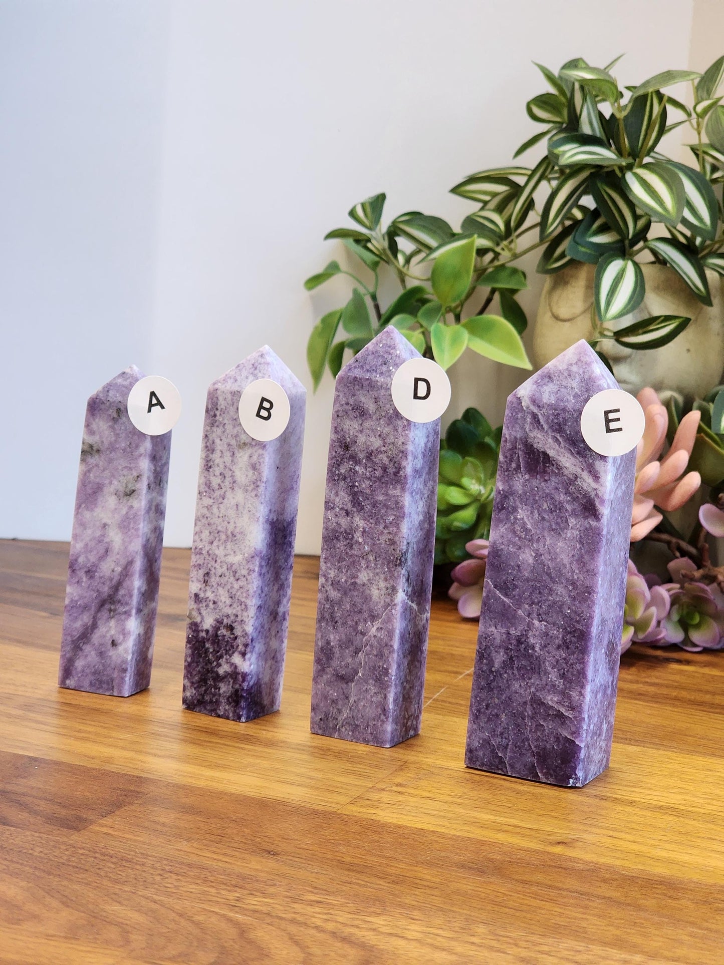 Lepidolite Crystal Tower: Hand Carved Purple Mica Decor (4+")