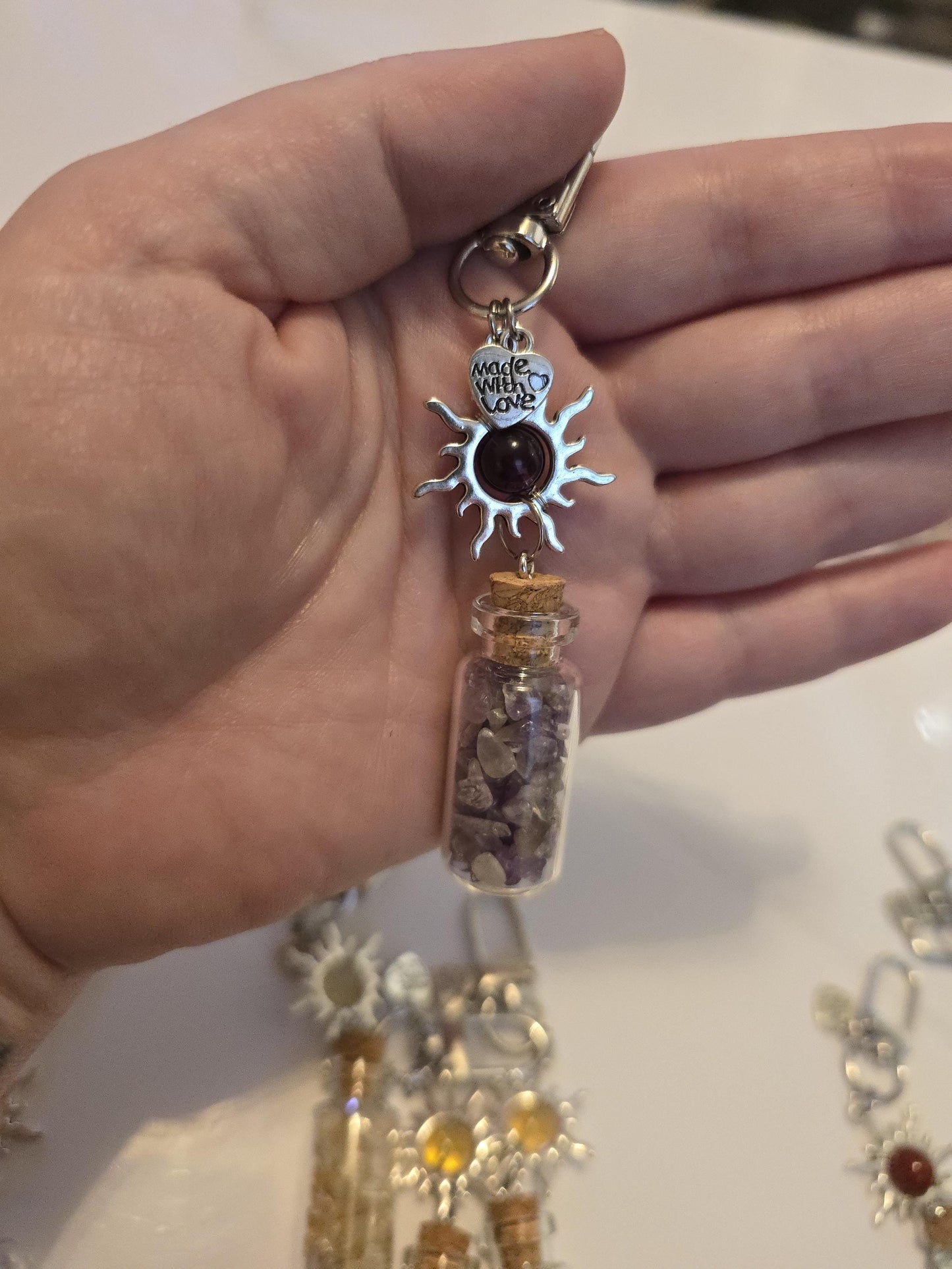 Crystal Chips Charm | Keychain or Bag Clips for Purse or Bookbag in Chakra colors | Stocking Stuffers | Small Unique Gifts for Teens & Women