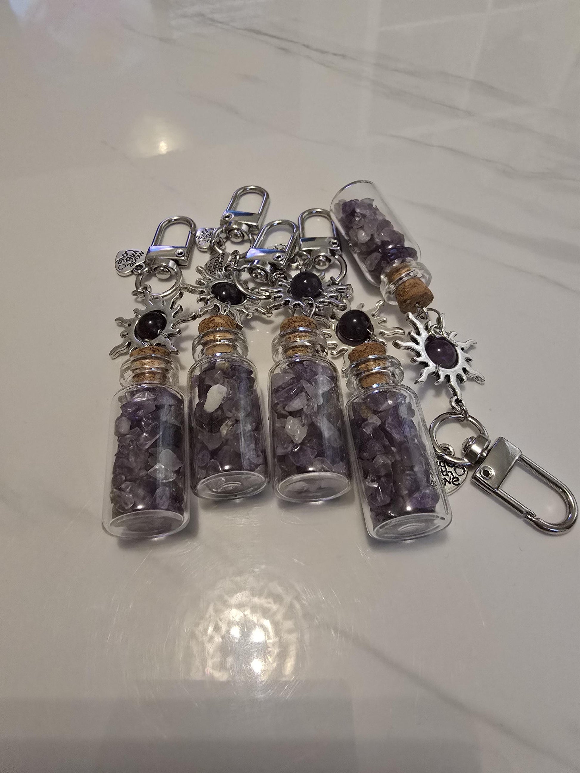Crystal Chips Charm | Keychain or Bag Clips for Purse or Bookbag in Chakra colors | Stocking Stuffers | Small Unique Gifts for Teens & Women