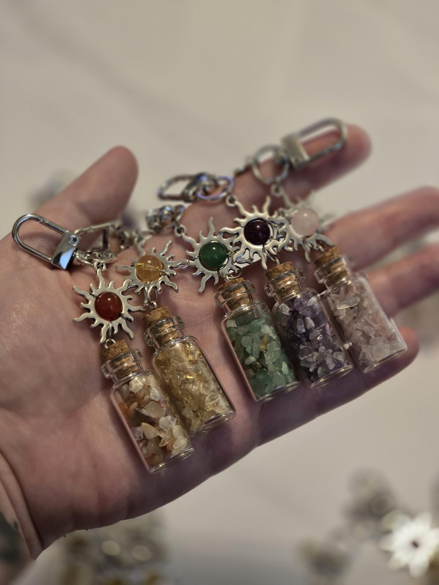 Crystal Chips Charm | Keychain or Bag Clips for Purse or Bookbag in Chakra colors | Stocking Stuffers | Small Unique Gifts for Teens & Women