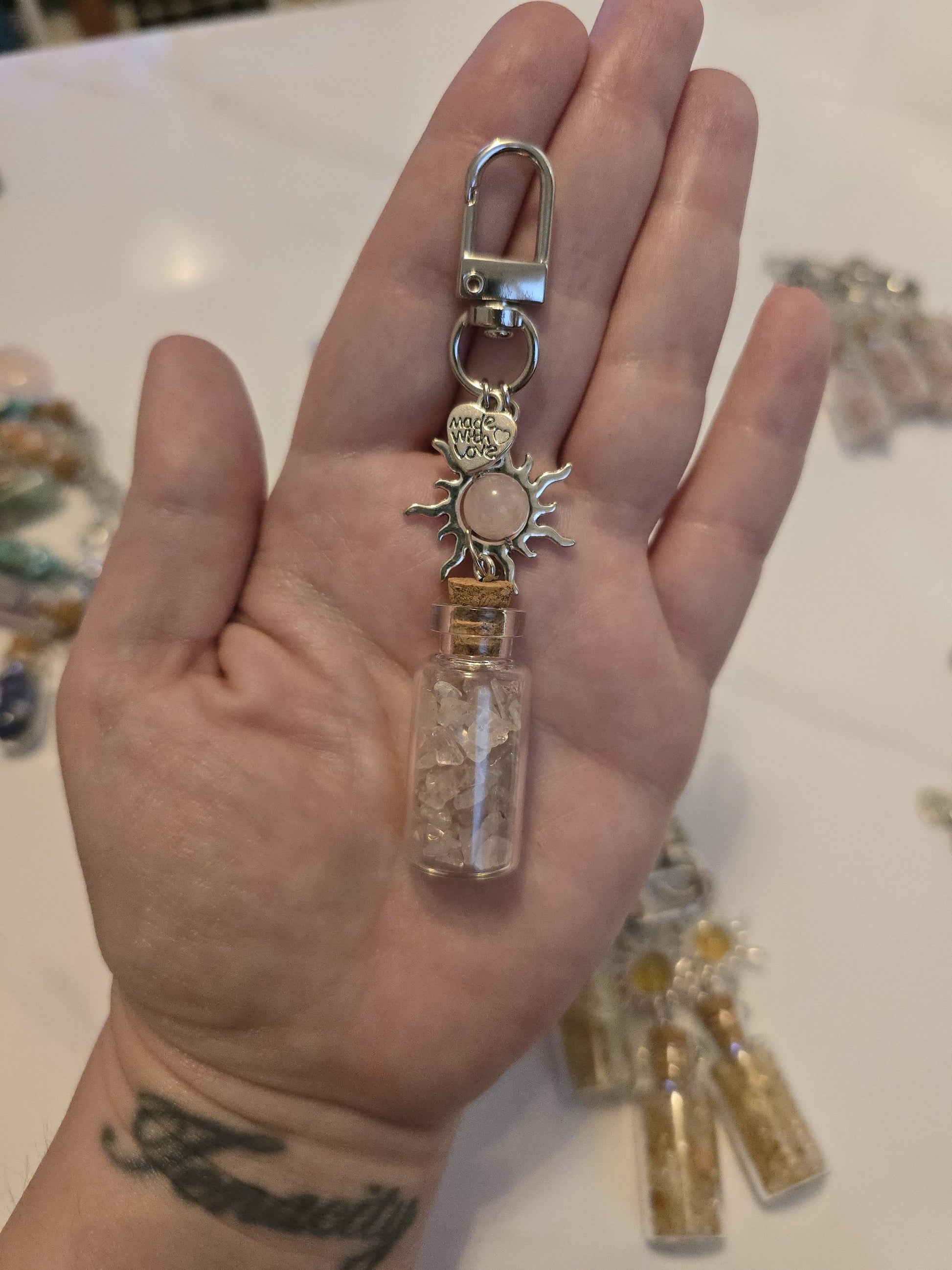 Crystal Chips Charm | Keychain or Bag Clips for Purse or Bookbag in Chakra colors | Stocking Stuffers | Small Unique Gifts for Teens & Women