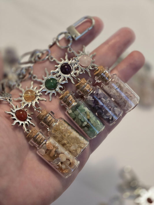 Crystal Chips Charm | Keychain or Bag Clips for Purse or Bookbag in Chakra colors | Stocking Stuffers | Small Unique Gifts for Teens & Women