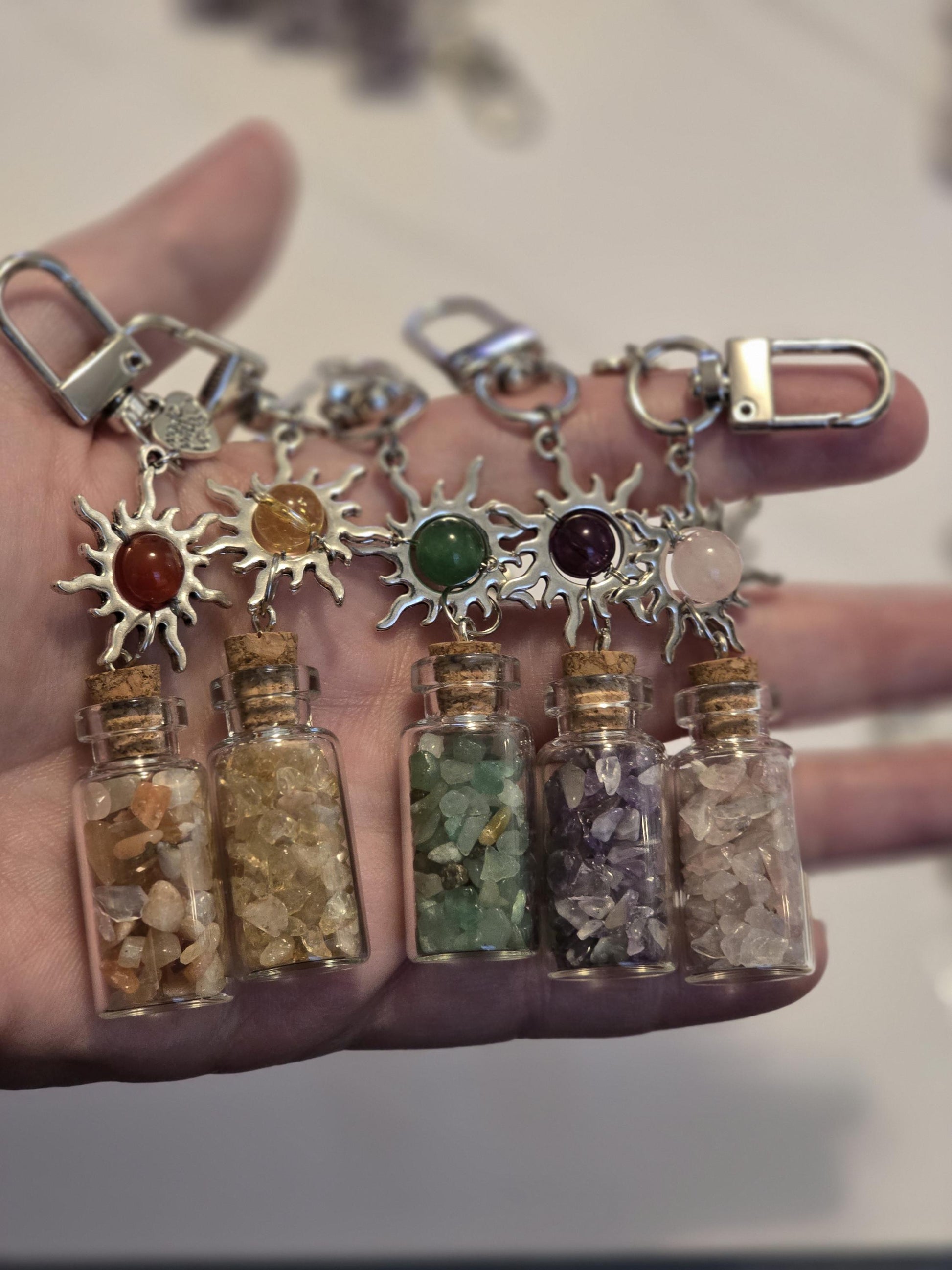Crystal Chips Charm | Keychain or Bag Clips for Purse or Bookbag in Chakra colors | Stocking Stuffers | Small Unique Gifts for Teens & Women