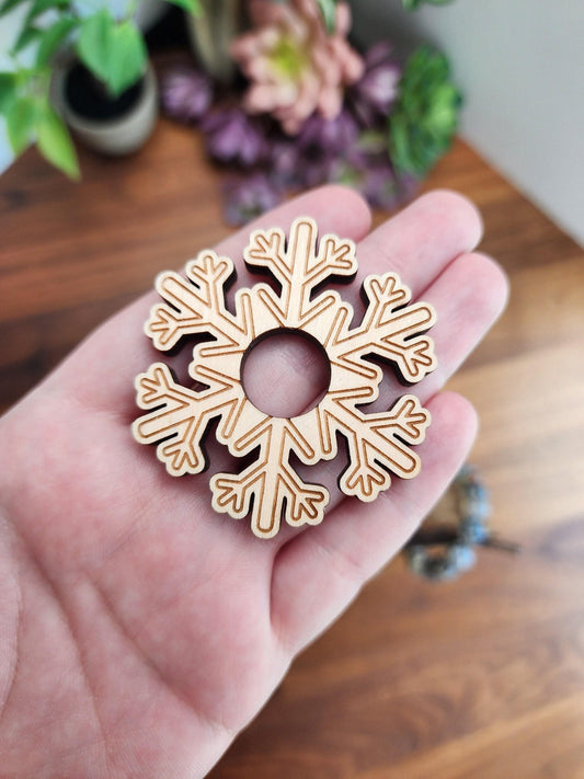 Snowflake sphere stand. Wood crystal ball holder.