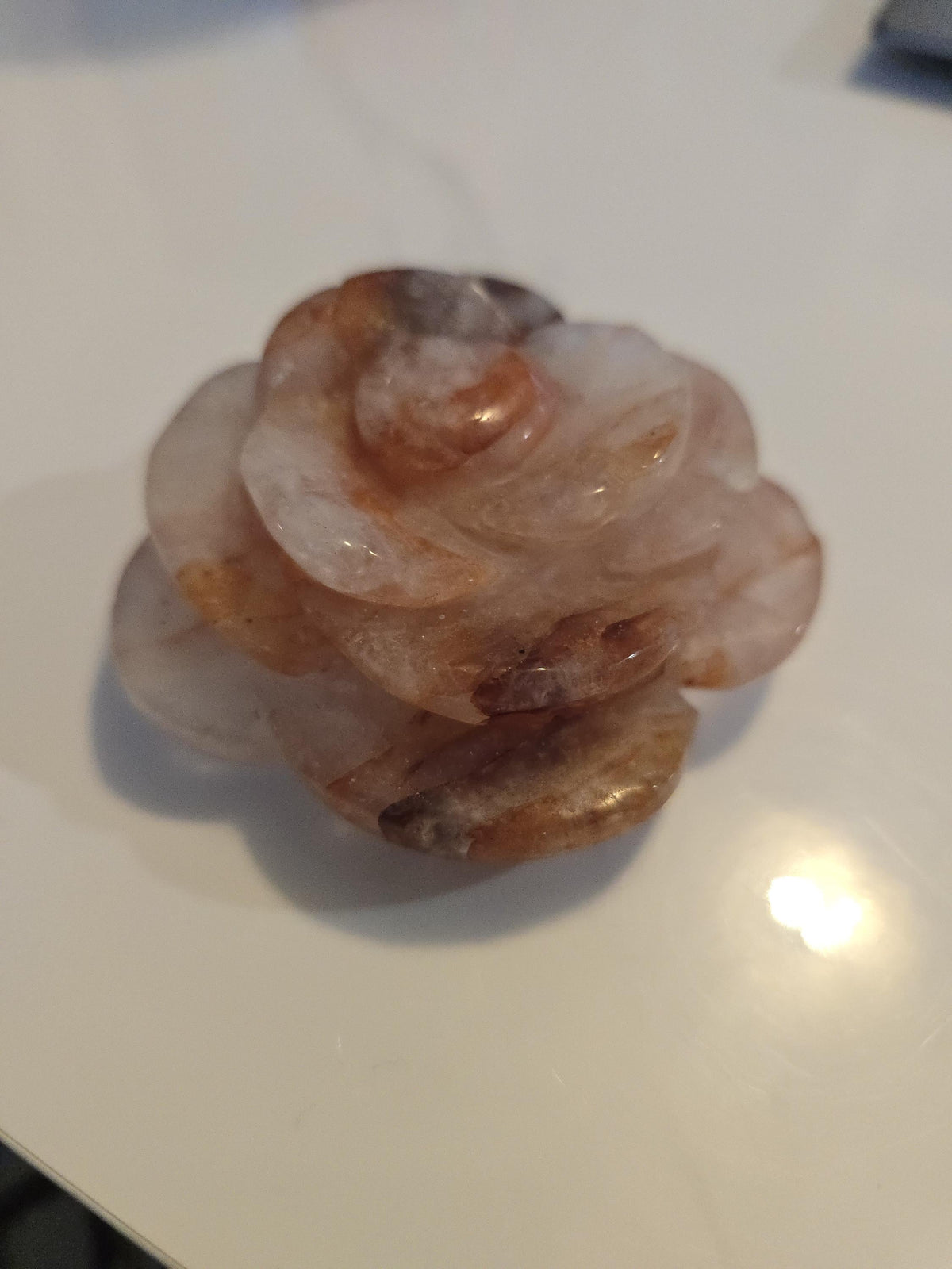 Inv - Fire Quartz Crystal Rose | Red Hematoid Flames & Rainbow Glitter | Beautiful Anniversary or Valentine Gift for a Special Day