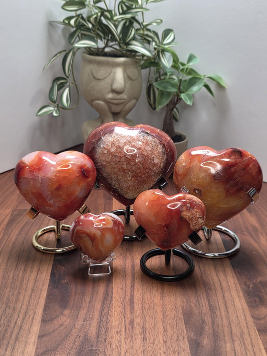 Carnelian Heart Carving: Fiery Red Orange - Natural Crystal Stone