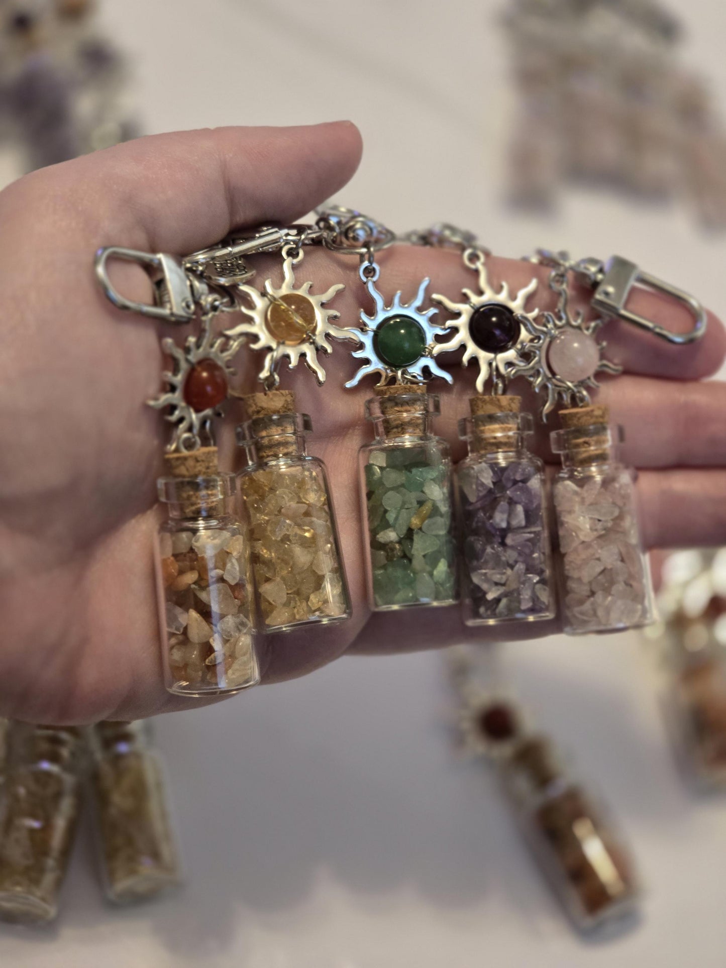 Crystal Chips Charm | Keychain or Bag Clips for Purse or Bookbag in Chakra colors | Stocking Stuffers | Small Unique Gifts for Teens & Women