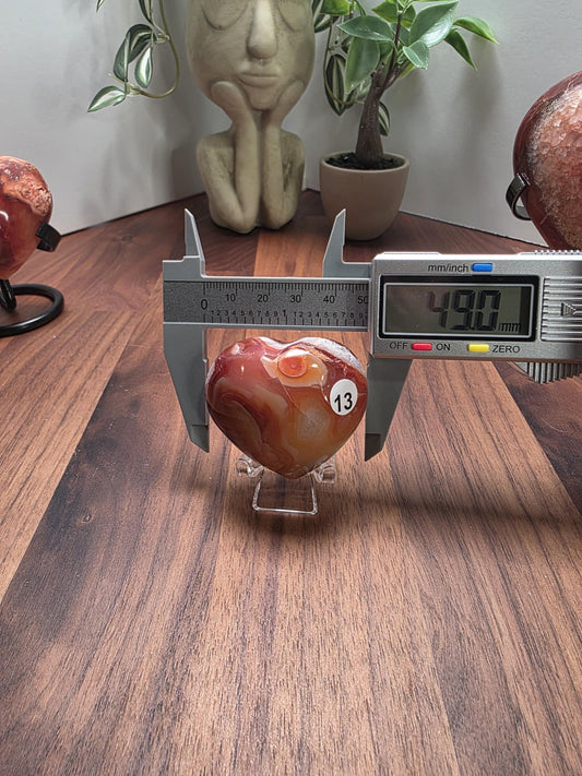 Carnelian Heart Carving: Fiery Red Orange - Natural Crystal Stone