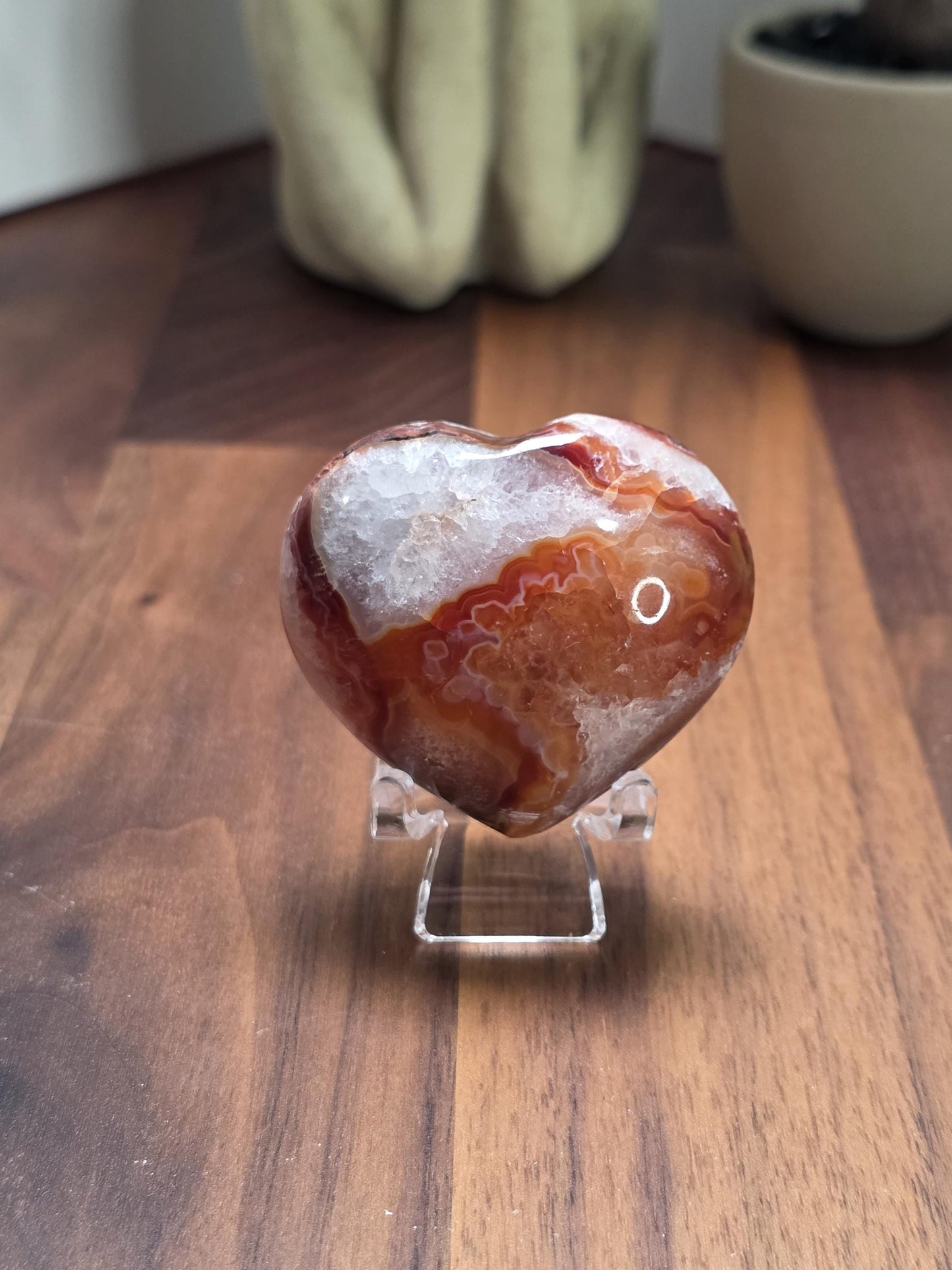 Carnelian Heart Carving: Fiery Red Orange - Natural Crystal Stone